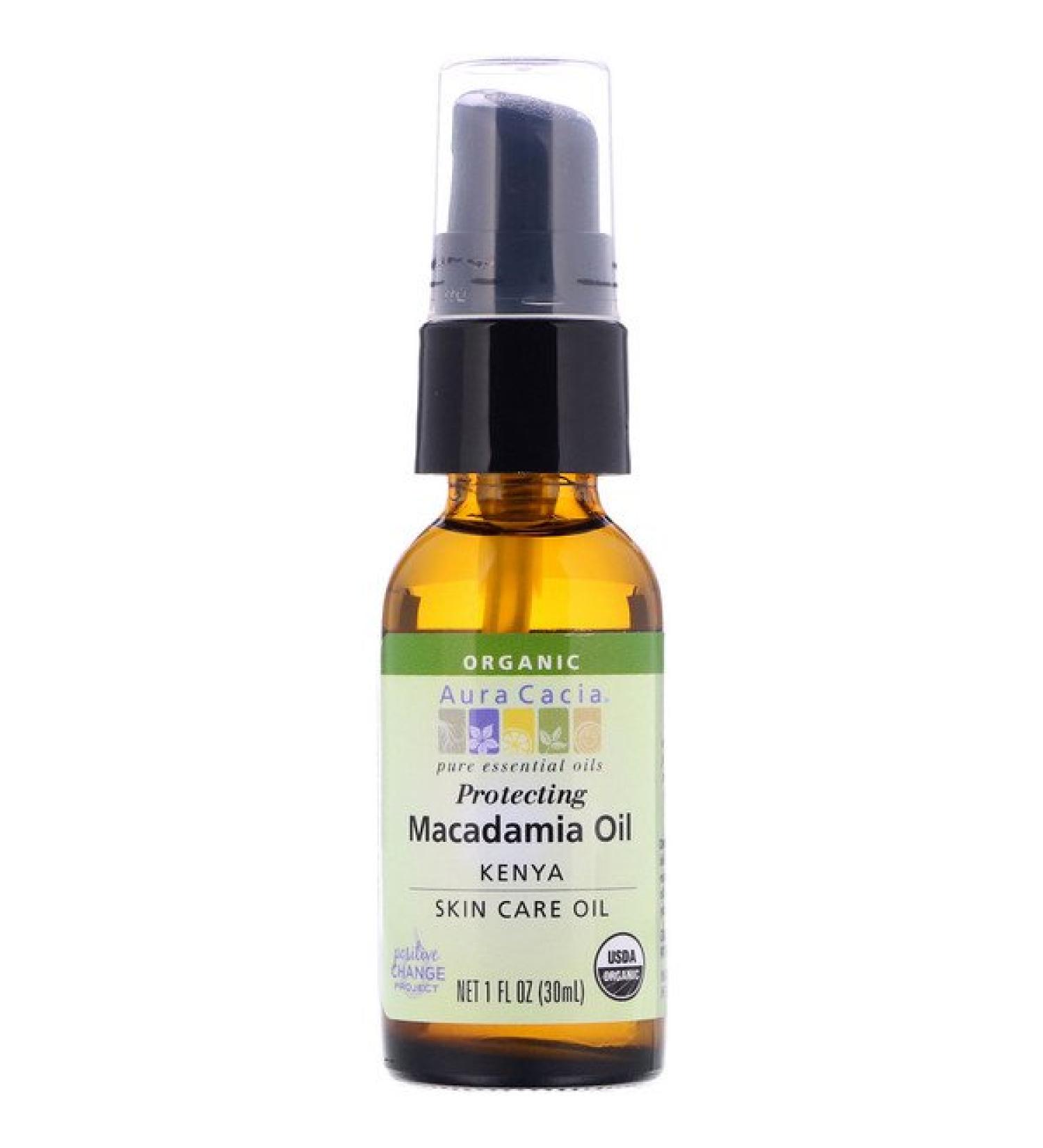 Aura Cacia Pure Essential Oil Organic Natural Skin Care Macadamia Oil 1 fl oz (30 ml)