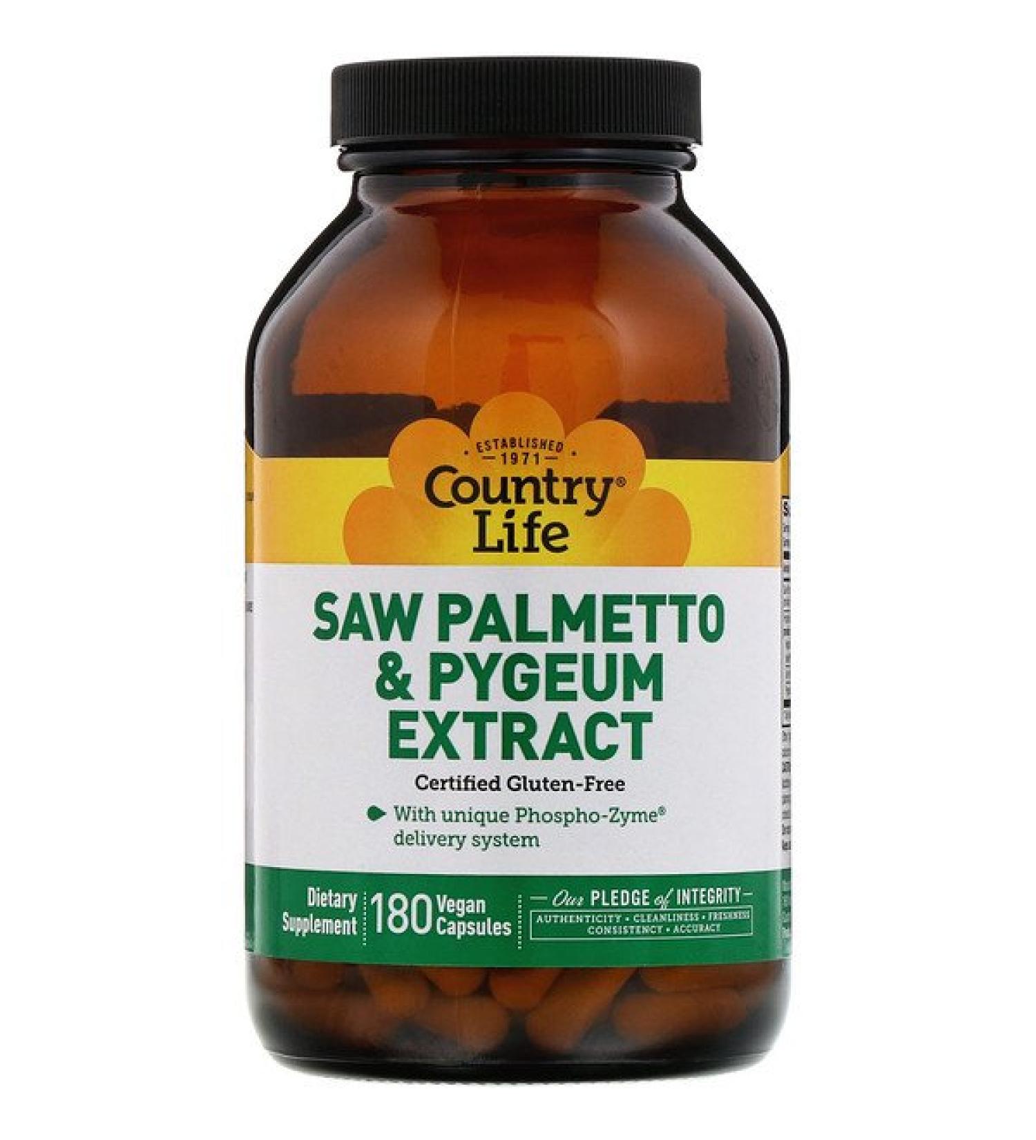Country Life Saw Palmetto & Pygeum Extract 180 Vegan Capsules