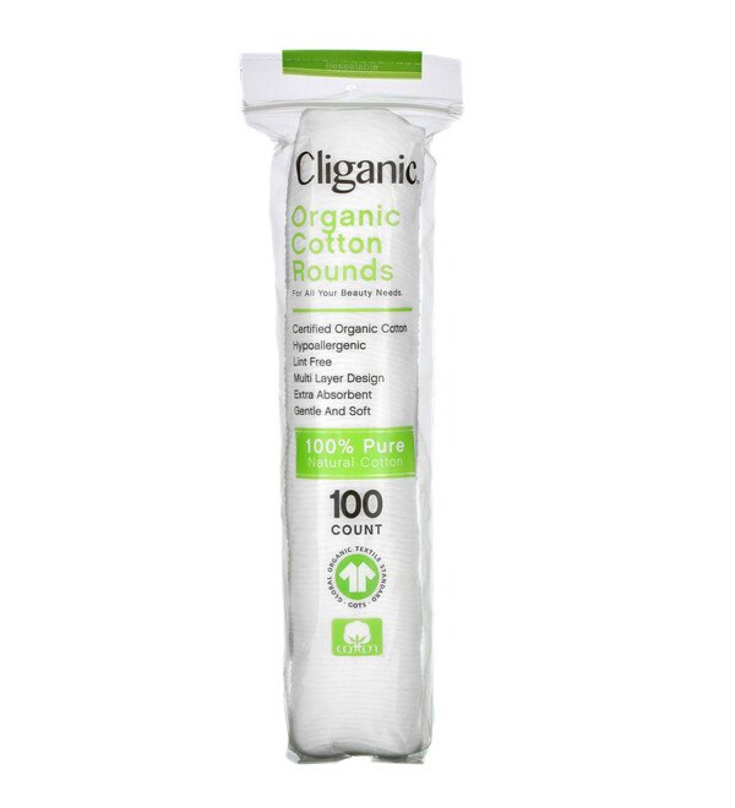 Cliganic Organic Cotton Rounds 100 Count