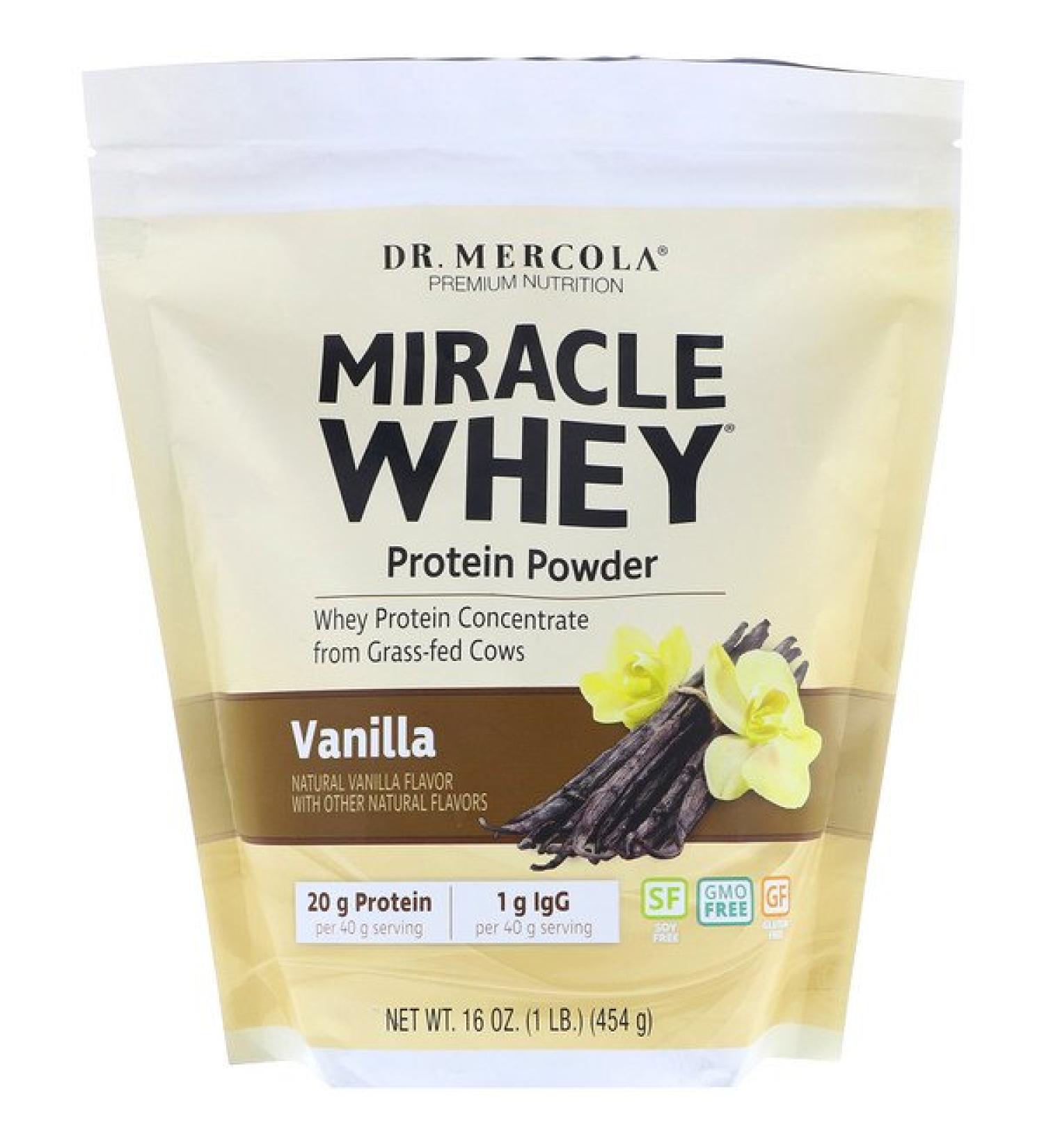 Dr. Mercola Premium Nutrition Miracle Whey Protein Powder Vanilla 1 lb (454 g)