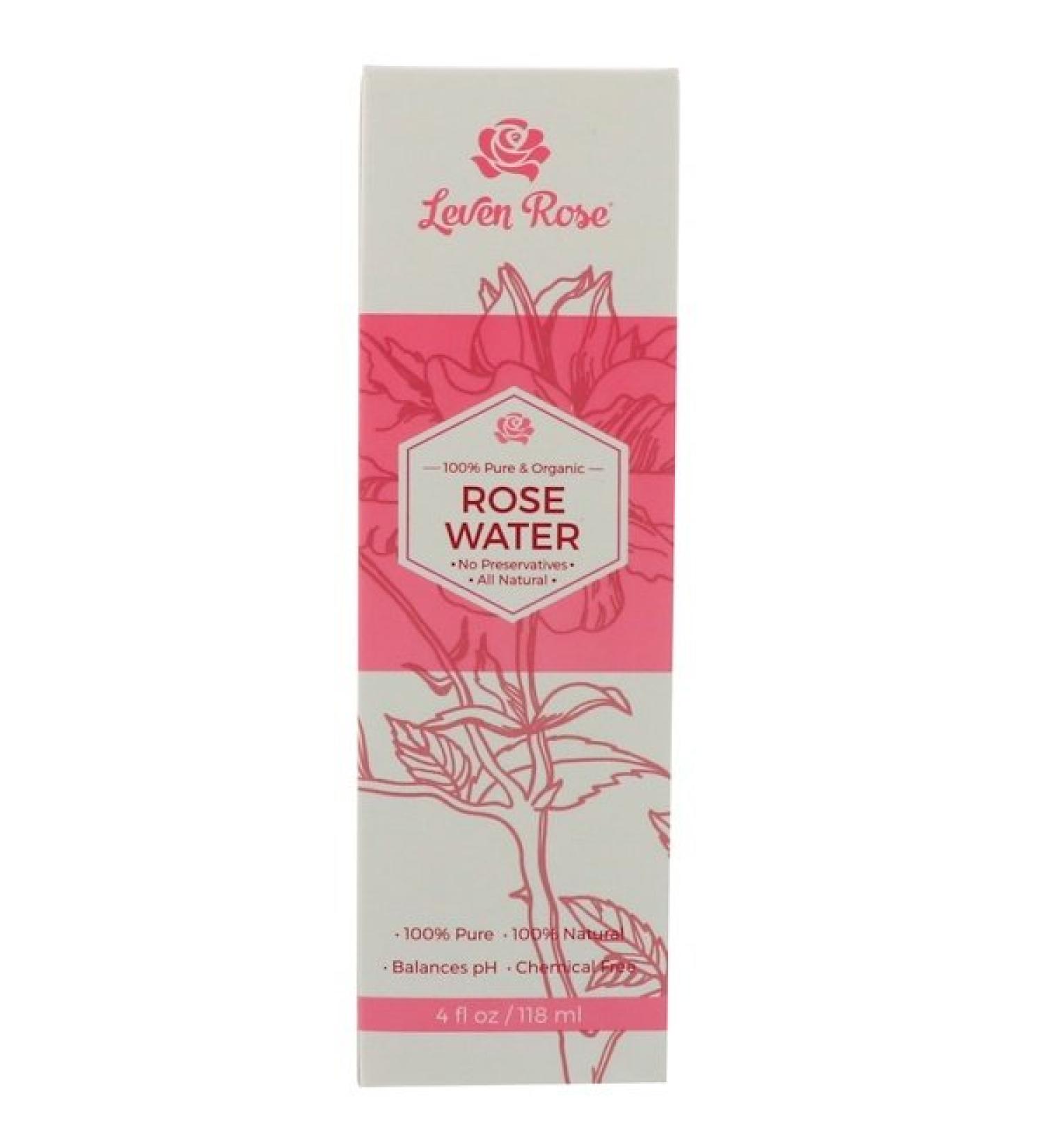 Leven Rose 100% Pure & Organic Rose Water  4 fl oz (118 ml)