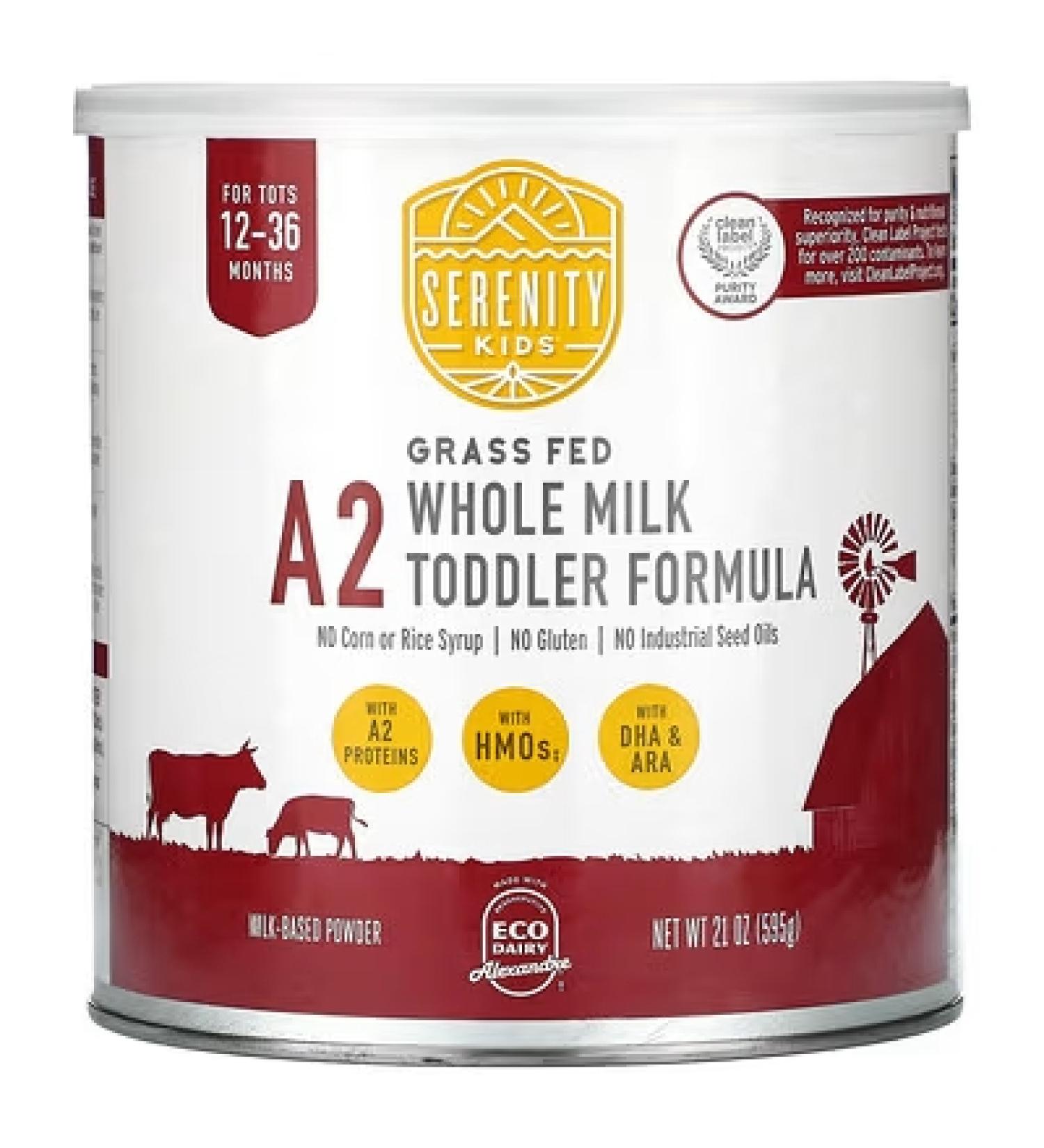 Serenity Kids A2 Grass Fed Whole Milk Toddler Formula 21 oz For Tots 12-36 Months - Buy Online on GoSupps.com