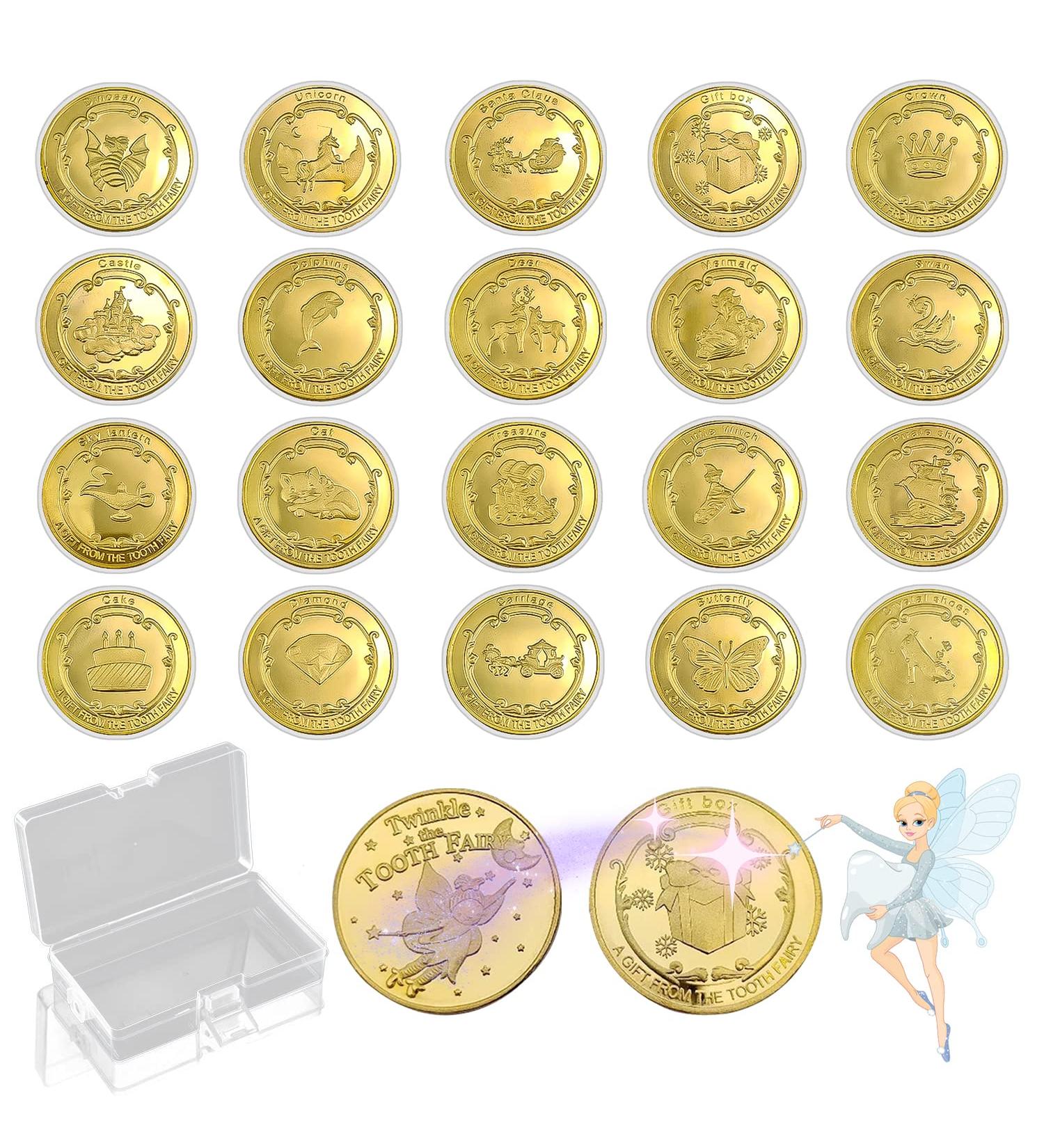 Buy HJFH Gold Tooth Fairy Coins | 20pcs Tooth Fairy Gifts for Boys & Girls - Perfect Keepsake - Buy Online on GoSupps.com