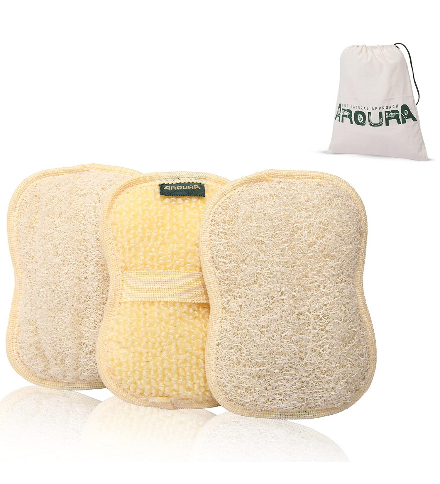 Aroura Egyptian Natural Loofah Pads - Pack of 3 Flexible Fiber Sponges for Glowing Skin - Buy Online on GoSupps.com