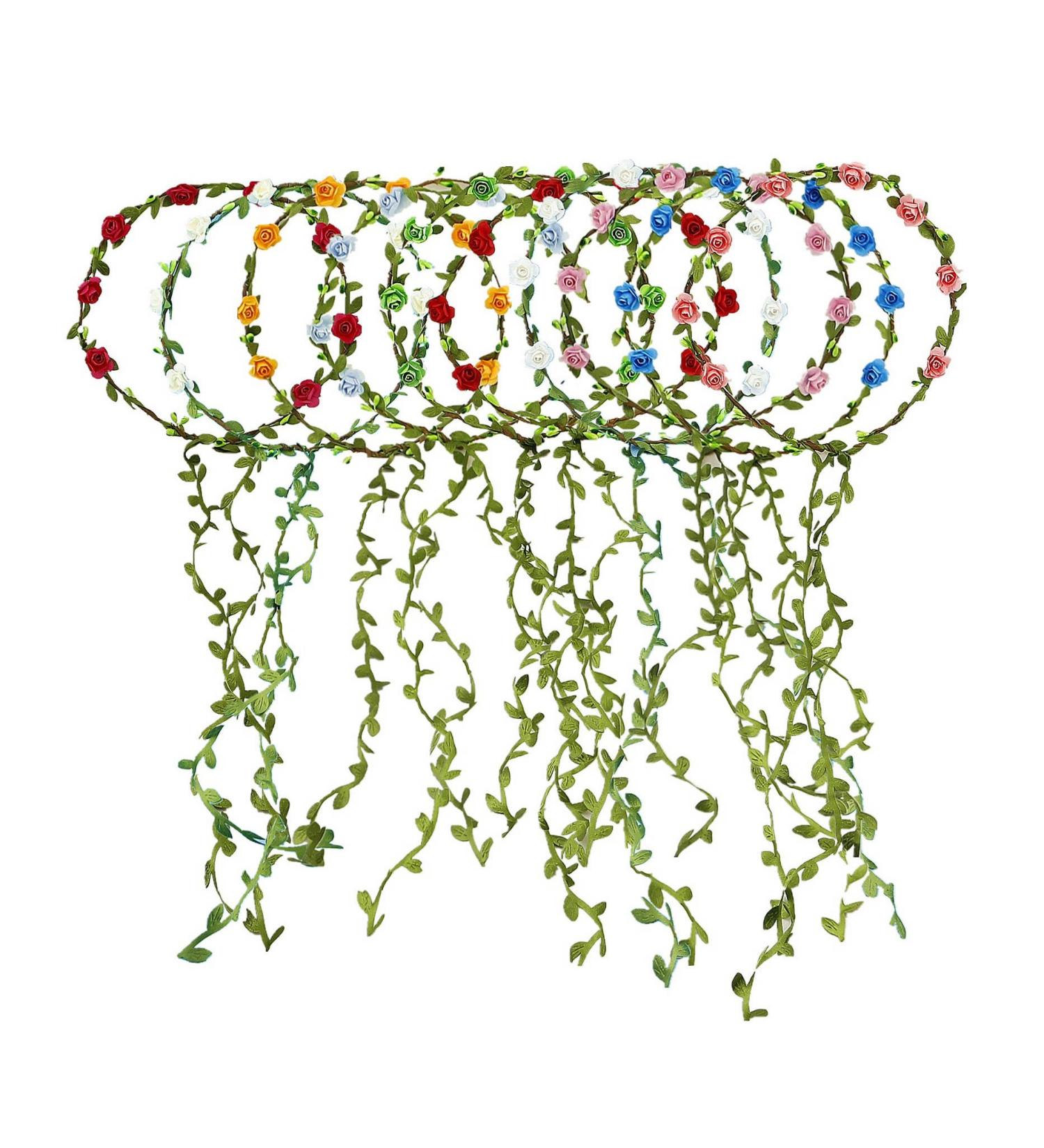 HOPEANT 10 PCS Flower Crown Headband for Travel and Wedding Festivals - Rose Floral Garland Wreath - ZHH-10 - Buy Online on GoSupps.com