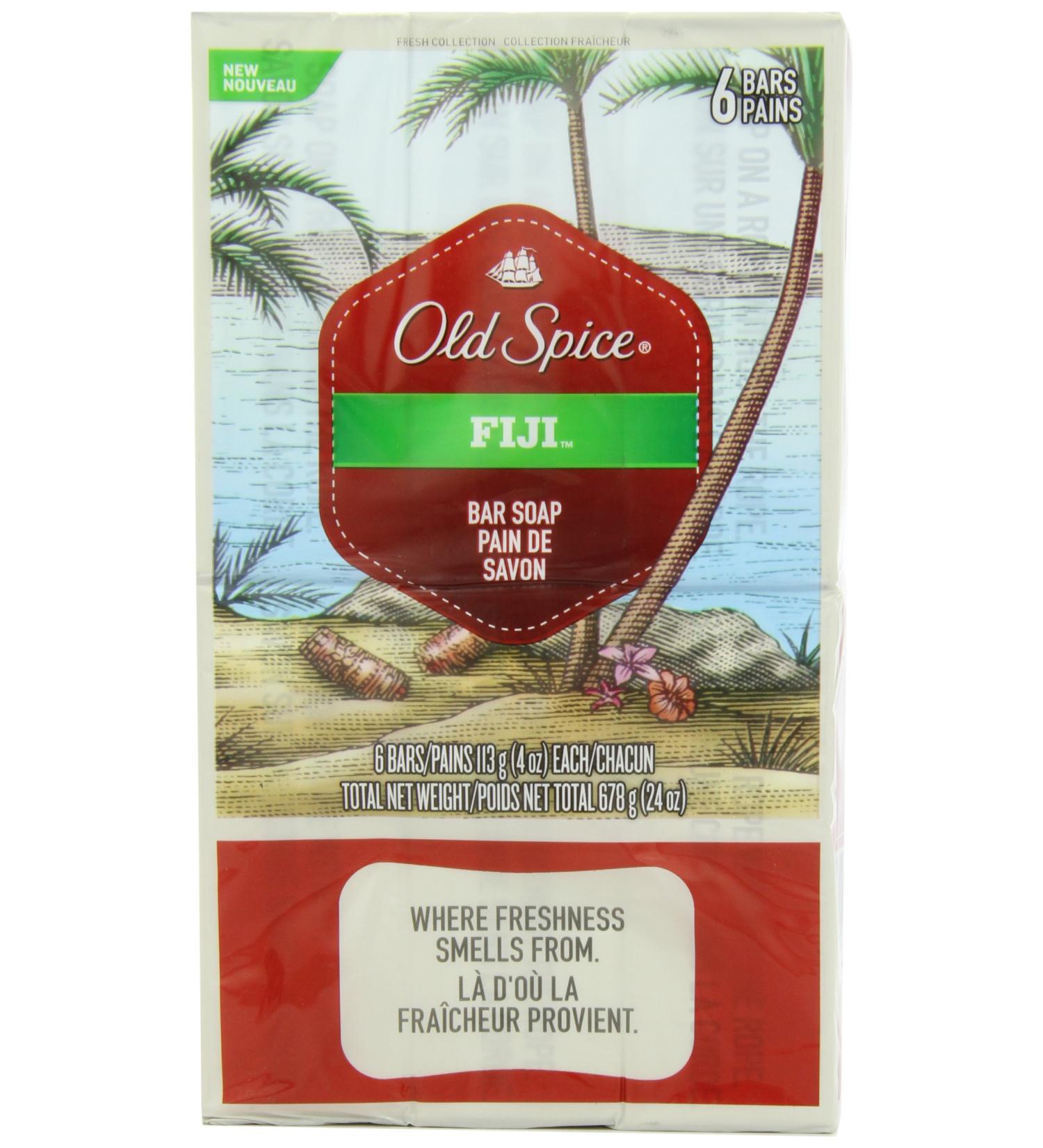 Old Spice Fresh Collection Fiji Scent Bar Soap - 24 Oz, Pack of 6 - Buy Online on GoSupps.com