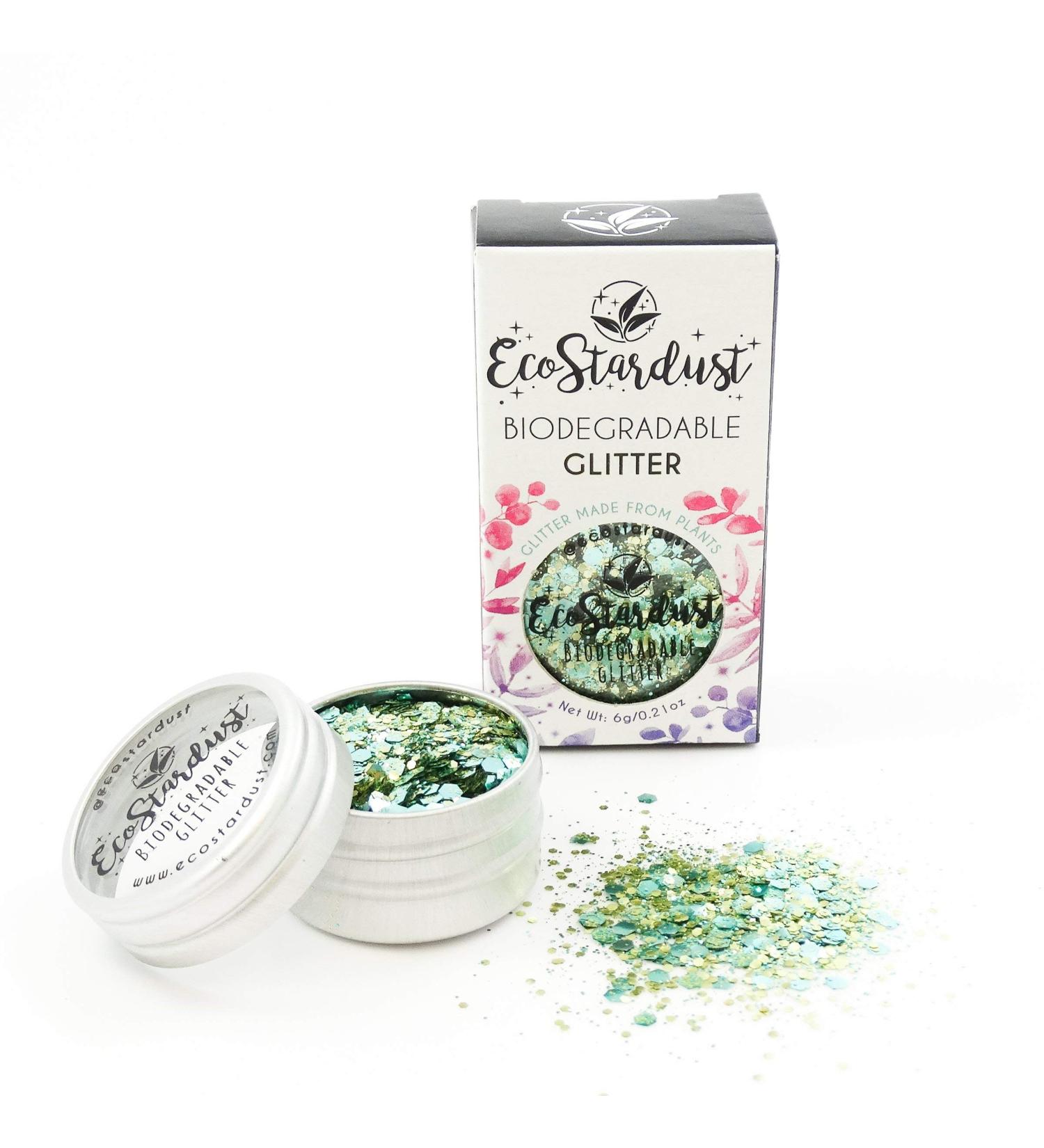 EcoStardust Turquoise Treasure Bioglitter Biodegradable Glitter Festival Bioglitter Cosmetics Face Body Hair Nails 6g/10ml