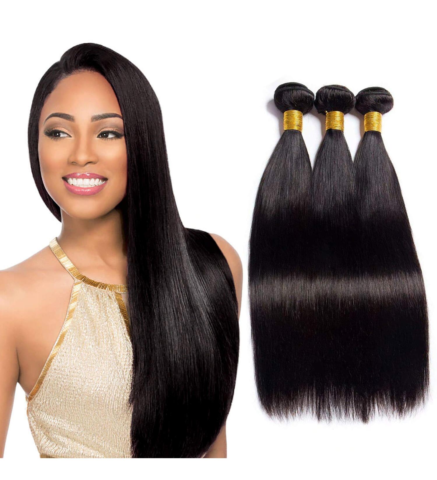 12 Inch Brazilian Virgin Human Hair Bundles - Natural Black (Pack of 3) - Buy Online on GoSupps.com