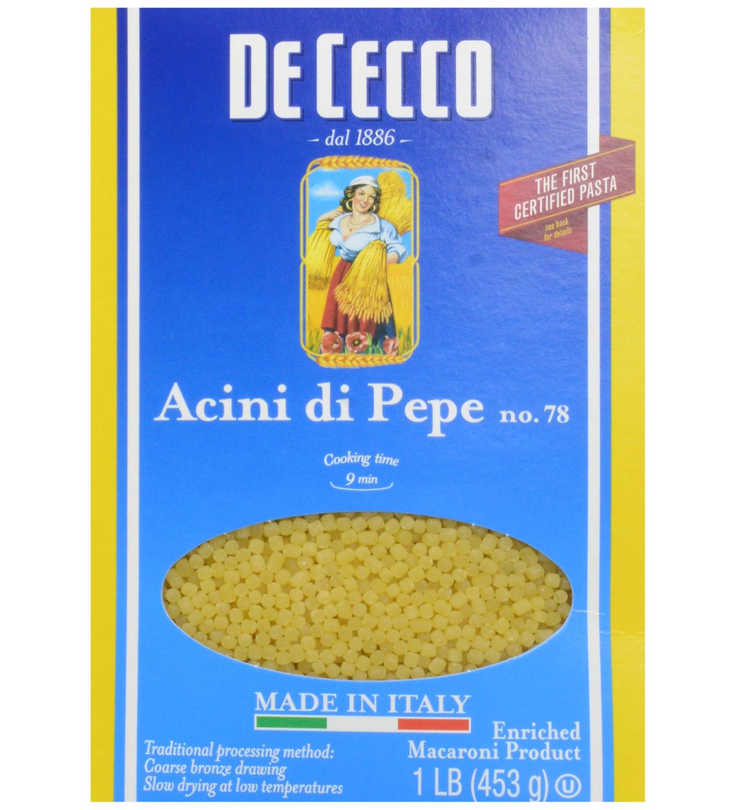 De Cecco Acini De Pepe Pasta 16 oz - Authentic Italian Pasta - 1 lb Pack - Buy Online on GoSupps.com