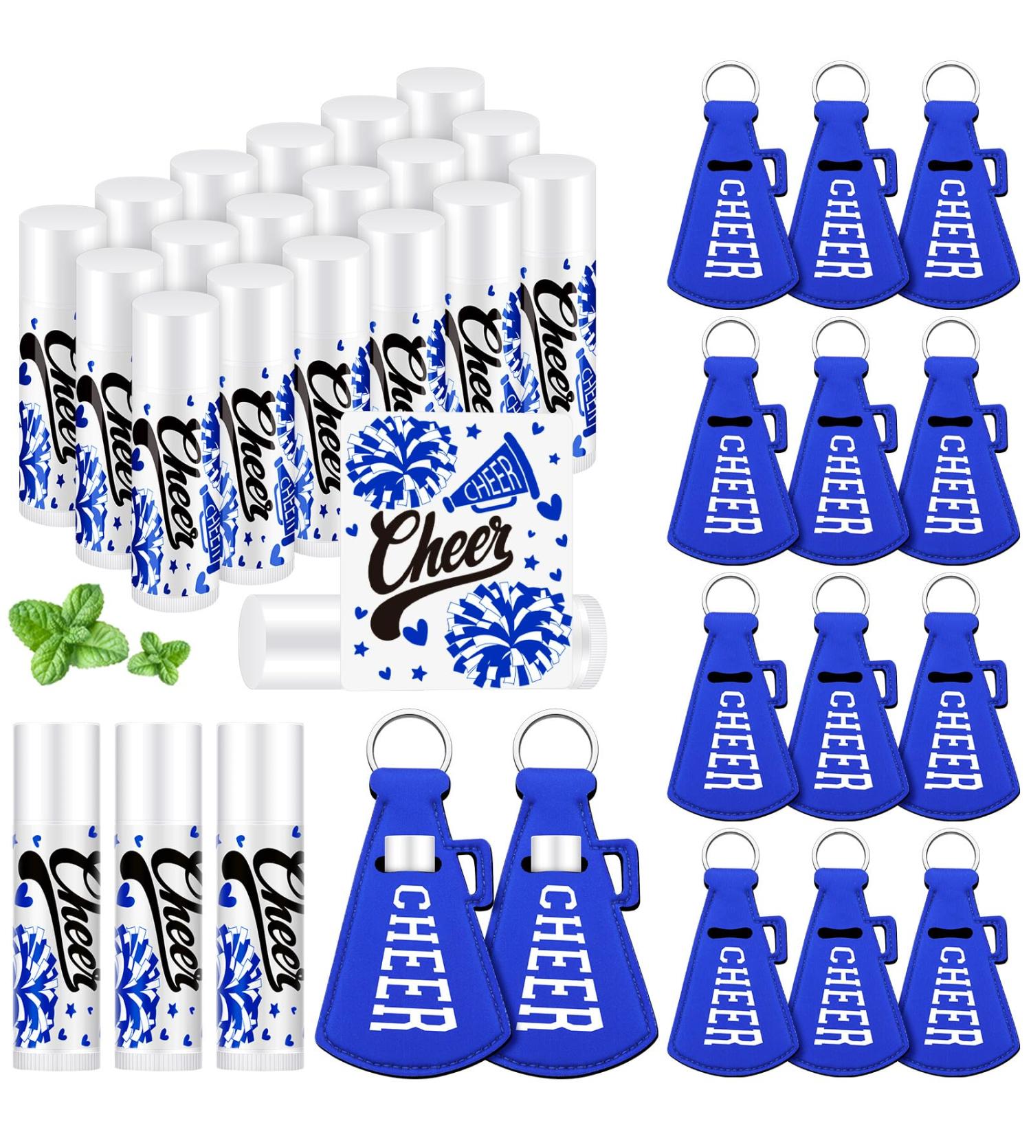 18 Sets Cheerleader Lip Balm & Lipstick Holder Keychains - Blue Red Cheer Favors for Team & Sports Parties - Buy Online on GoSupps.com