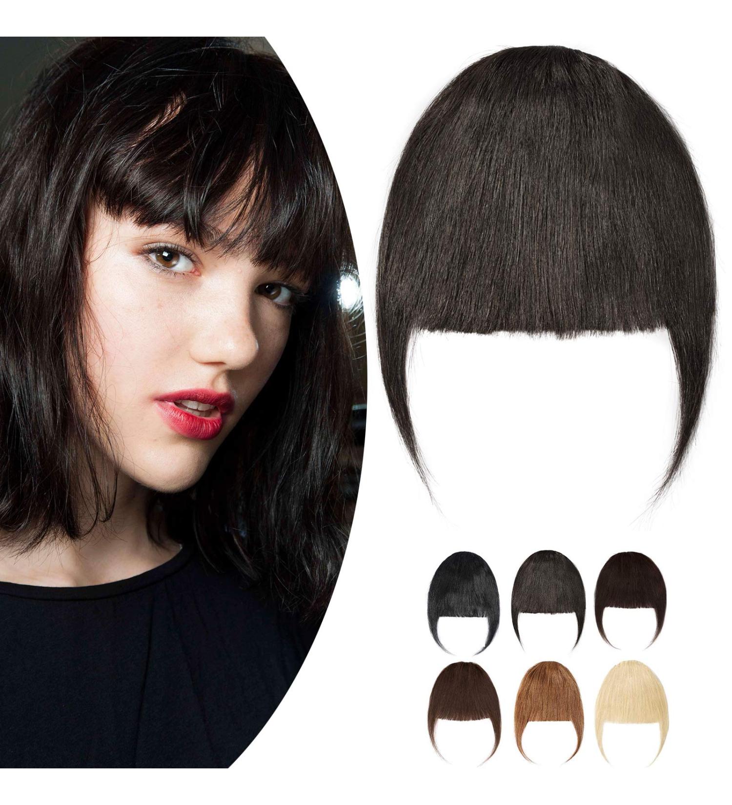 100% Remy Real Pony Hair Clip-in Bangs - Natural Black Fringe Extensions for Women - Buy Online on GoSupps.com
