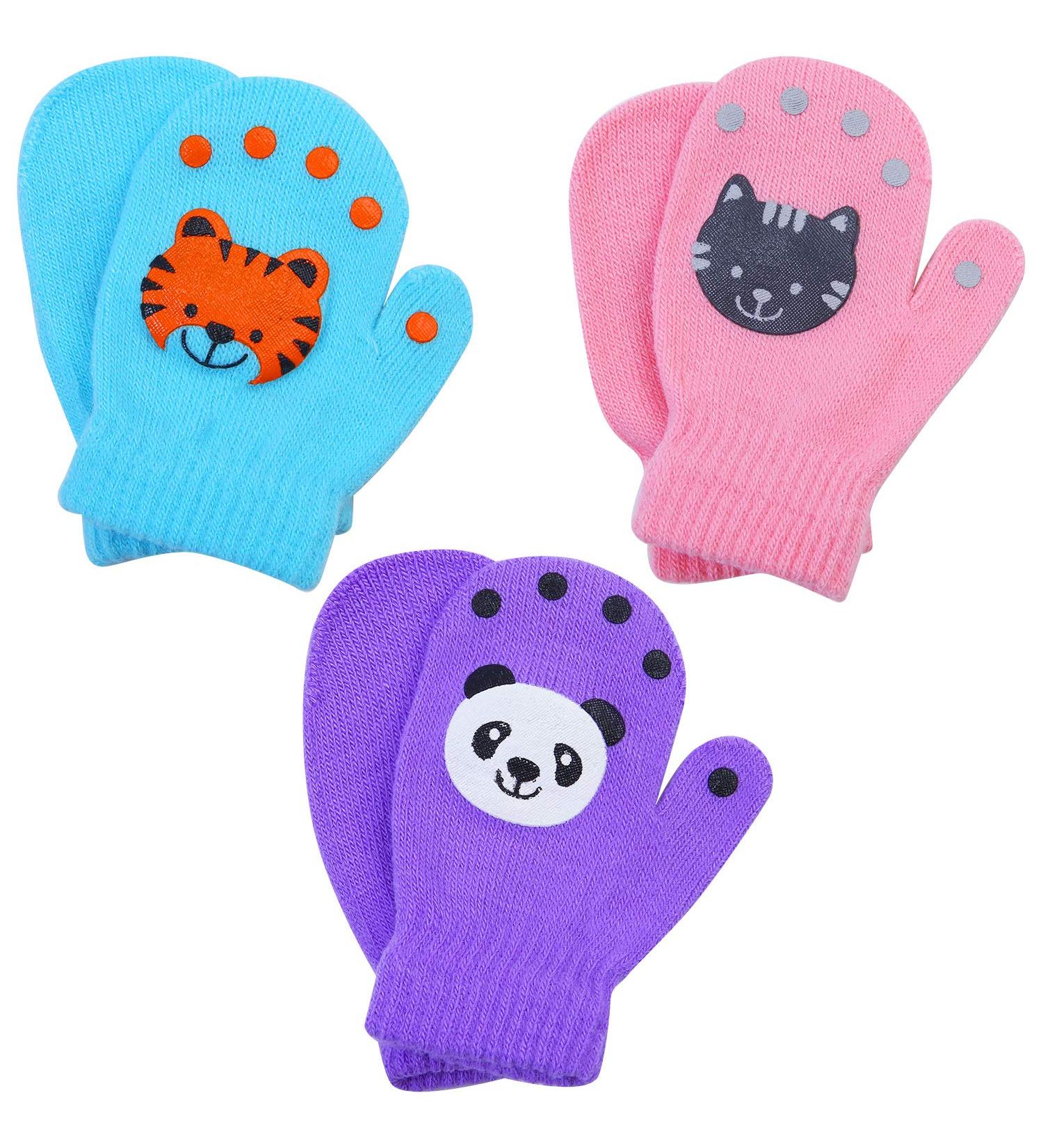 Cooraby 3 Pack Toddler Stretch Mittens for 1-3 Years | Winter Knitted Magic Gloves - Color E - Buy Online on GoSupps.com