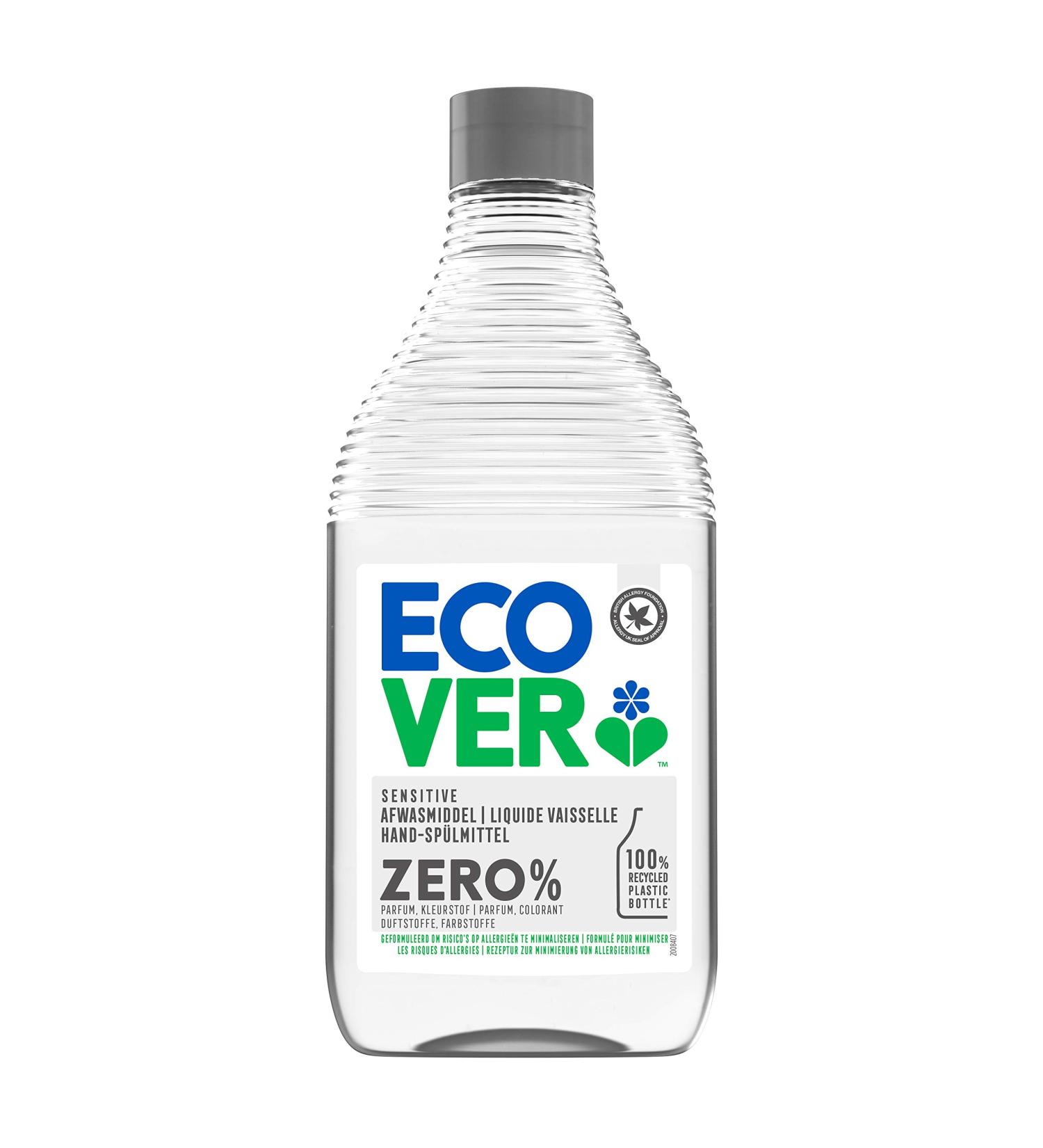 Ecover Zero Hand Dishwashing Detergent 450ml | Fragrance-Free Plant-Based & Powerful Grease Remover | Sustainable Eco-Friendly Cleaning - Buy Online on GoSupps.com