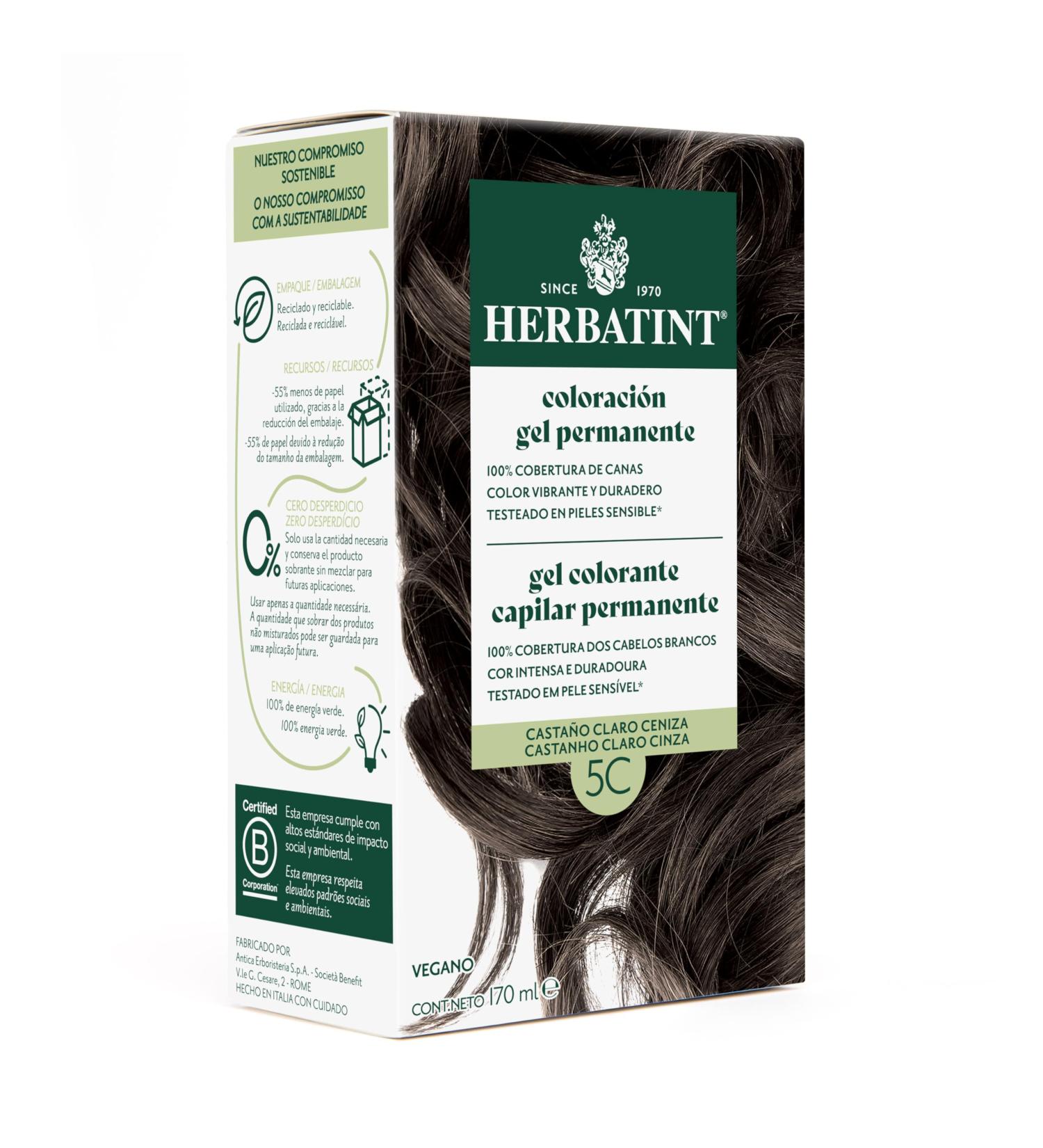  Herbatint Herbatint Permanent Hair Color Gel 5C Light Ash Brown 170ml No Ammonia Optimal Coverage of Grey Hair Vegan Formula With 8 Organic Plant Extracts - Buy Online on GoSupps.com