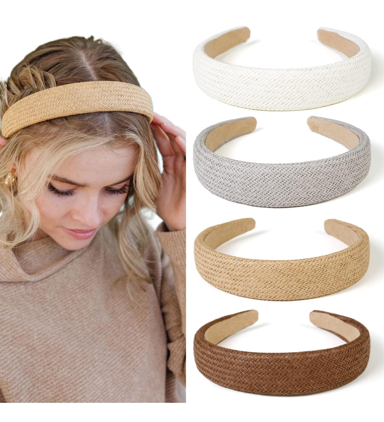 Wovowovo 4 Pack Rattan Boho Headbands for Women - Wide Padded Non-Slip Braided Hair Bands - Summer Girls Hair Accessories - Buy Online on GoSupps.com