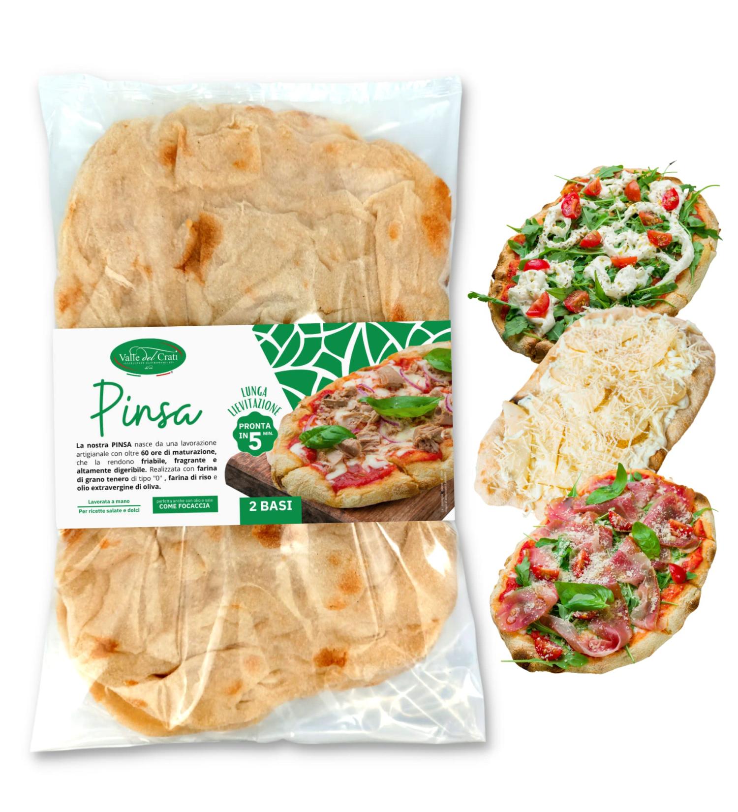Valle del Crati Pinsa Base 250g - Authentic Italian Pre-Cooked Pinsa Ready in 5 Minutes Long Fermented Sourdough International Shipping - Buy Online on GoSupps.com