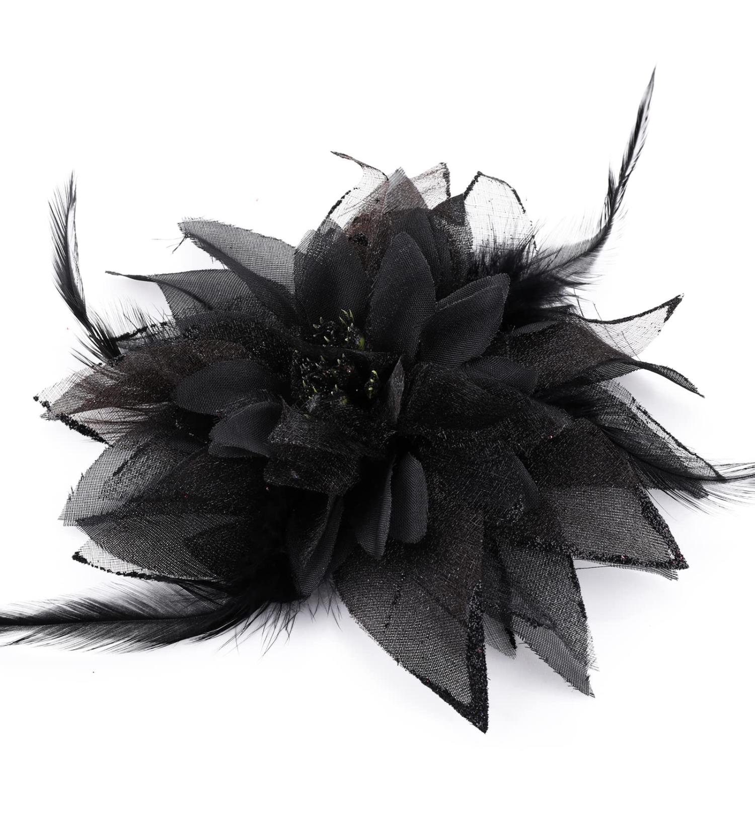 Buy Sibba Flower Hat Clip & Butterfly Corsage Hair Accessory - Perfect for Tea Parties & Valentine's Day | Stylish Black Floral Headband Set - Buy Online on GoSupps.com