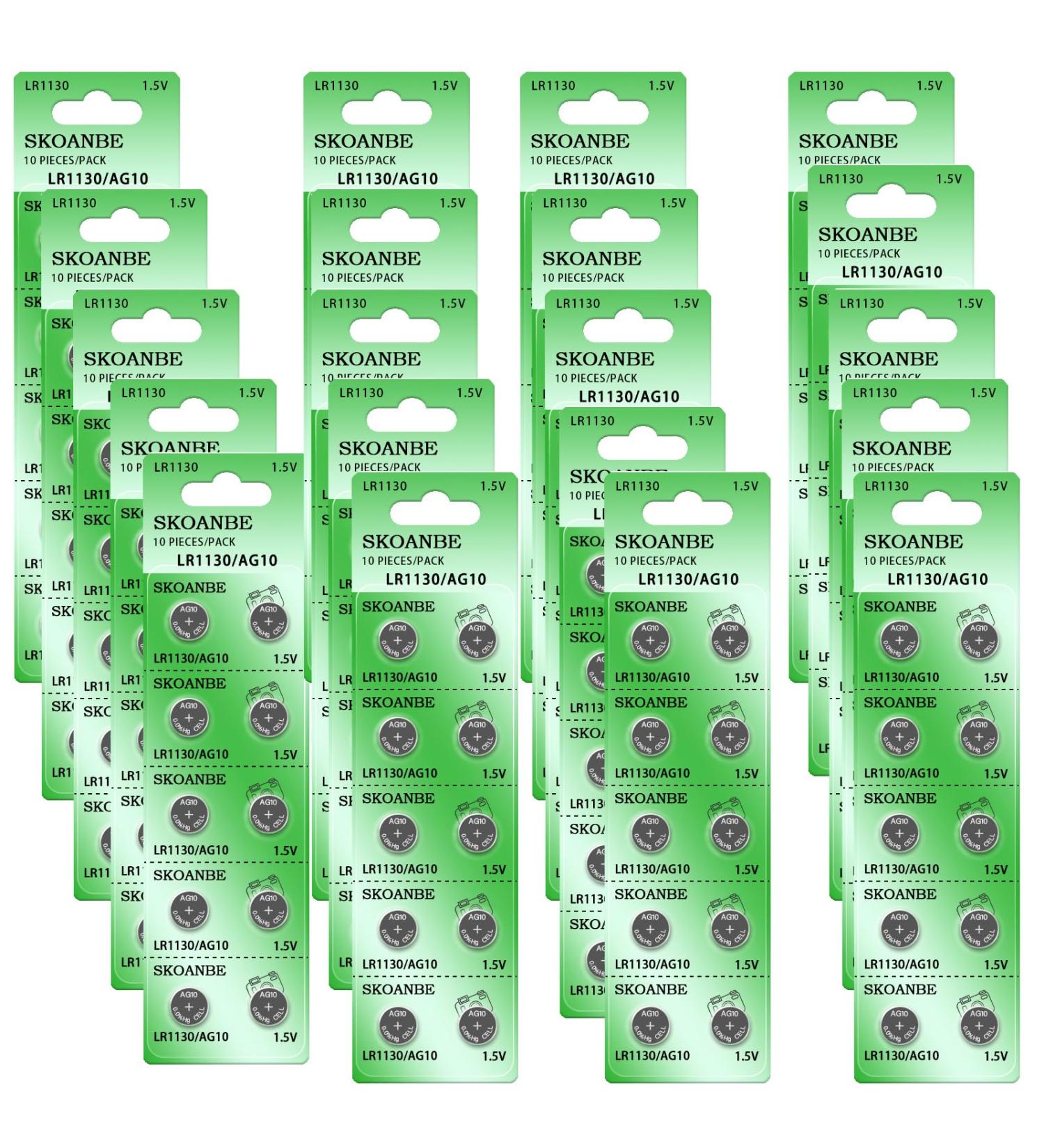 SKOANBE 200PCS AG10 LR1130 389 1.5V Button Coin Cell Battery - International Shipping Available - Buy Online on GoSupps.com