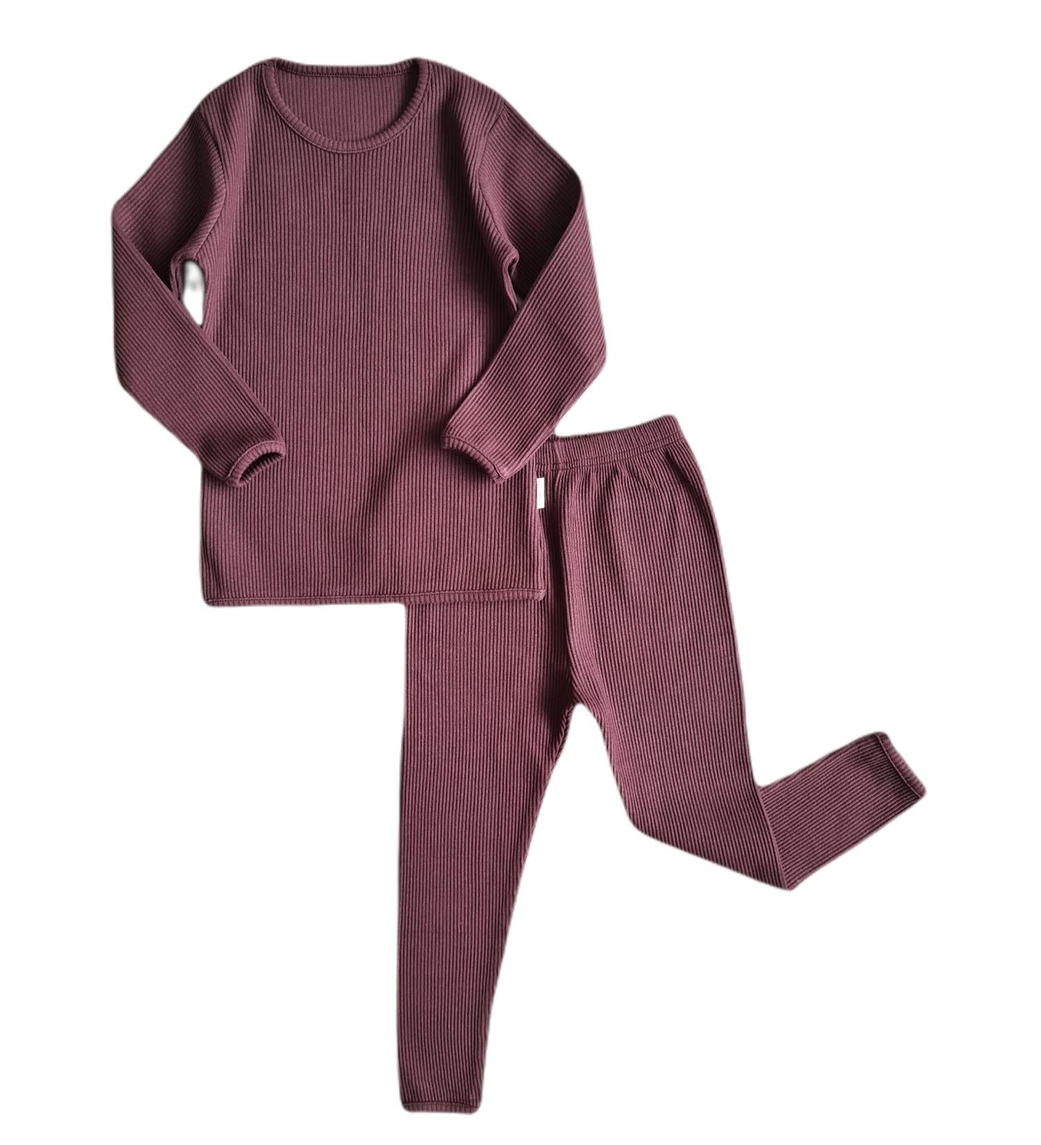 DreamBuy Ribbed Pyjama/Tracksuit/Loungewear in 20 Colors | Unisex Boys & Girls Pyjamas | Baby, Women, Men | 6-12 Months | Aubergine - Buy Online on GoSupps.com