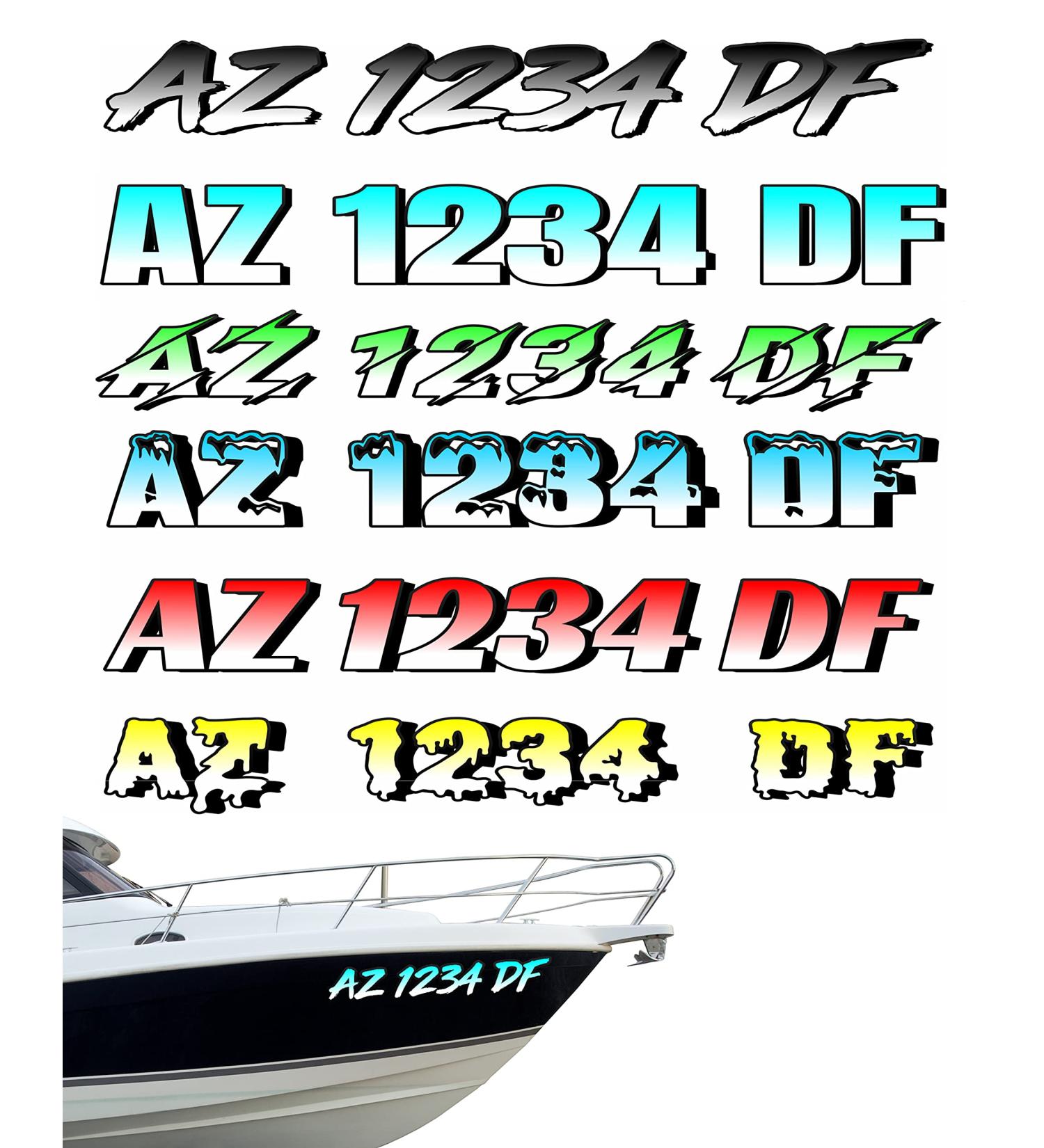 Custom Personalized State Boat Registration Numbers - 2 Pack Pair Vinyl Decal Sticker - Premium Gradient Print - VulgrCo - Buy Online on GoSupps.com