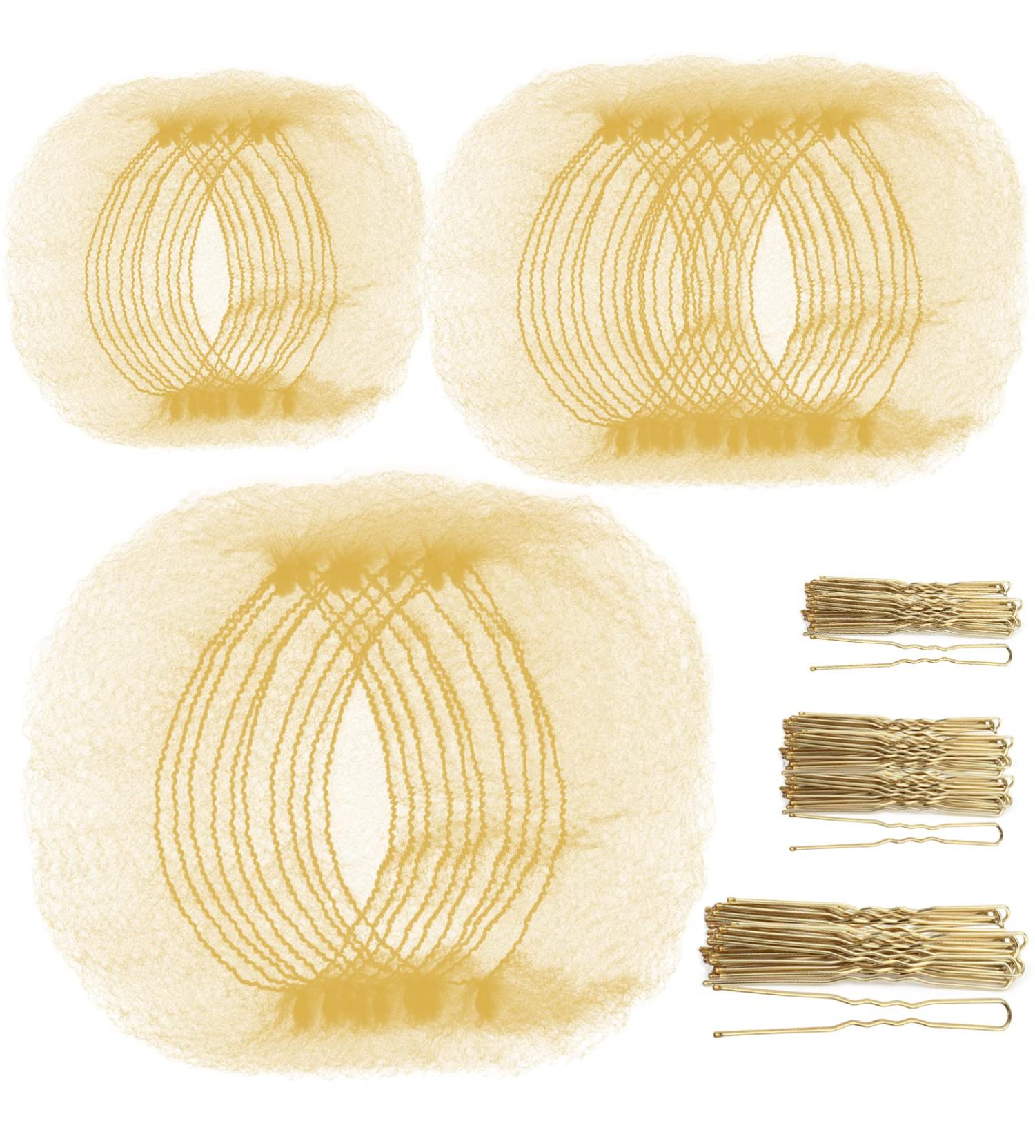 Teenitor Hair Nets Invisible Elastic Edge Mesh and Bobby Pins Set - 40 Hair Nets and 80 U Shaped Pins for Ballet Bun - Blonde (3 Sizes included) - Buy Online on GoSupps.com