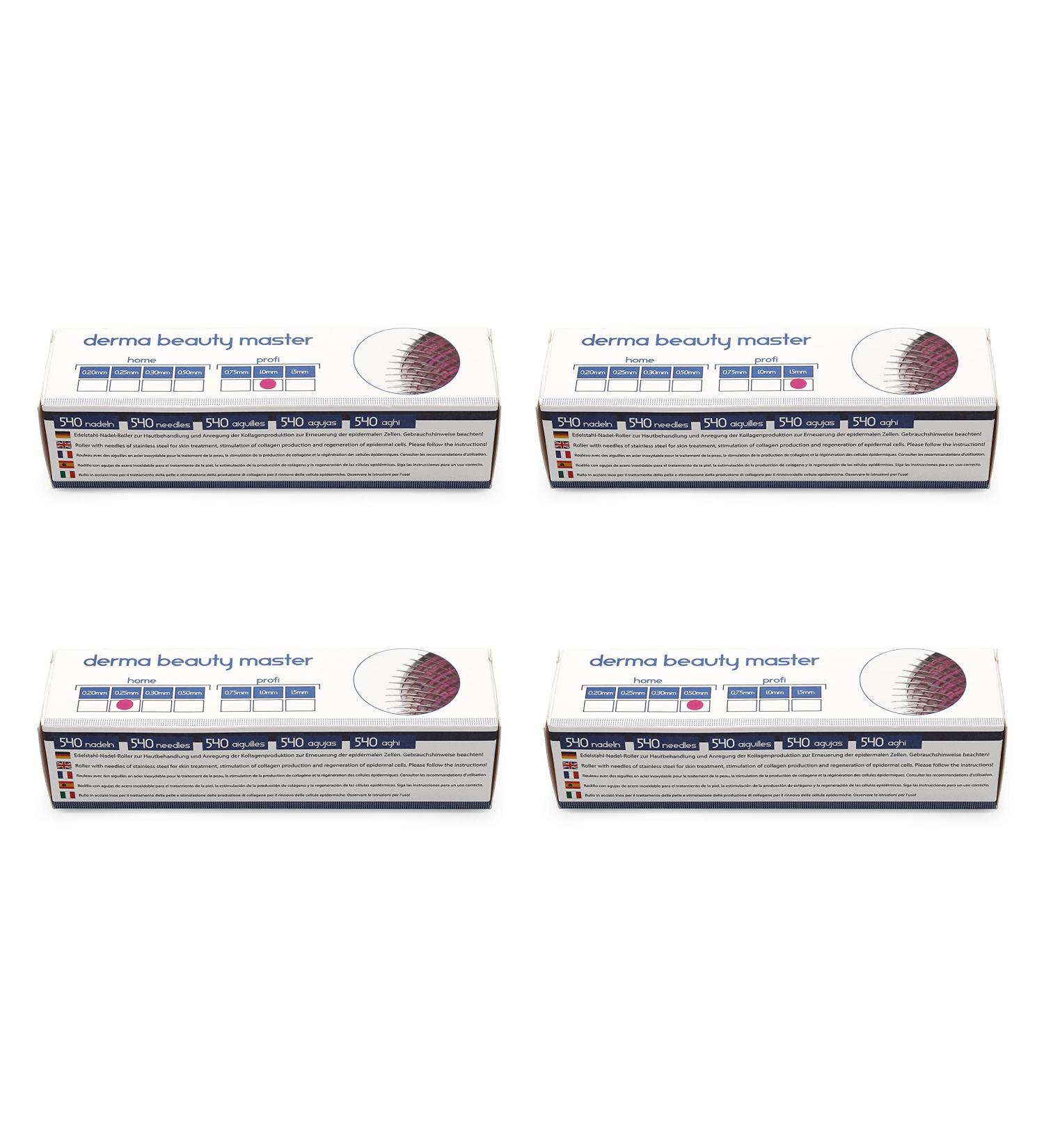 Medx5 Upgrade 2020 Dermaroller Set - 0.25mm 0.5mm 1mm 1.5mm - 540 Stainless Steel Needles for Scars & Cellulite Treatment | 4 Pack - Buy Online on GoSupps.com