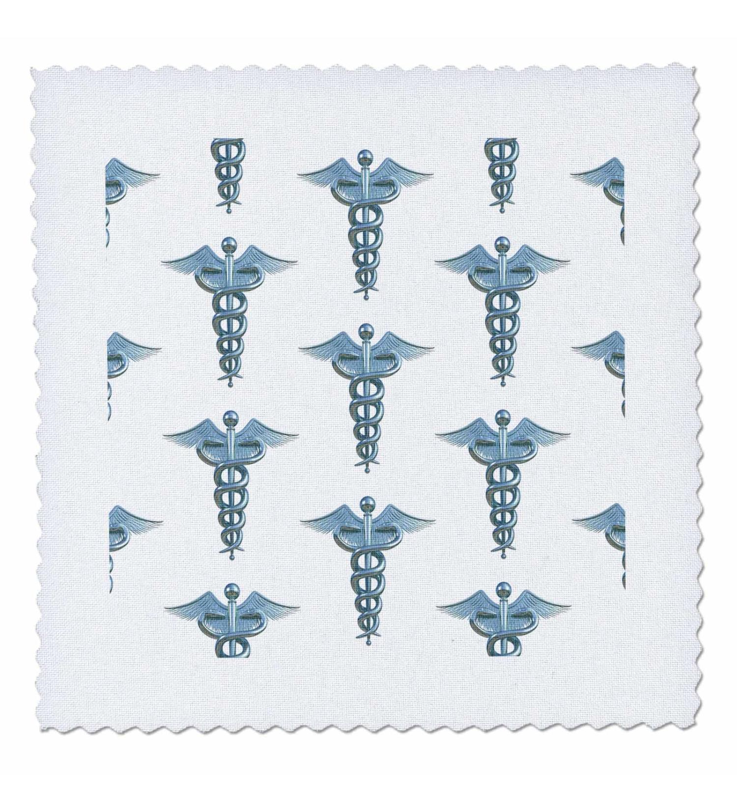 8x8 inch Quilt Square - Medical Caducues Design for Nurses Doctors and Medical Staff. Creative Studios Nursing