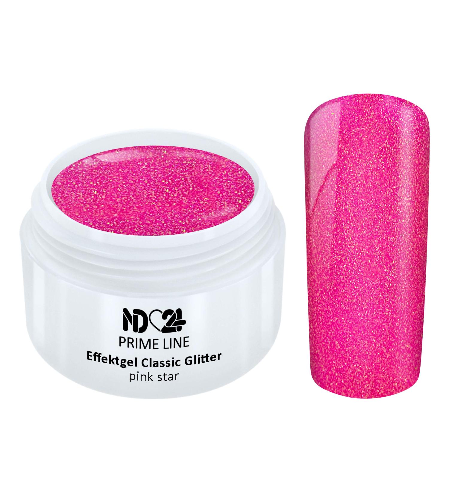 Prime Line - Uv Led Gel Glitter Pink Star Glitter Studio Quality - Made in Germany - 5ml