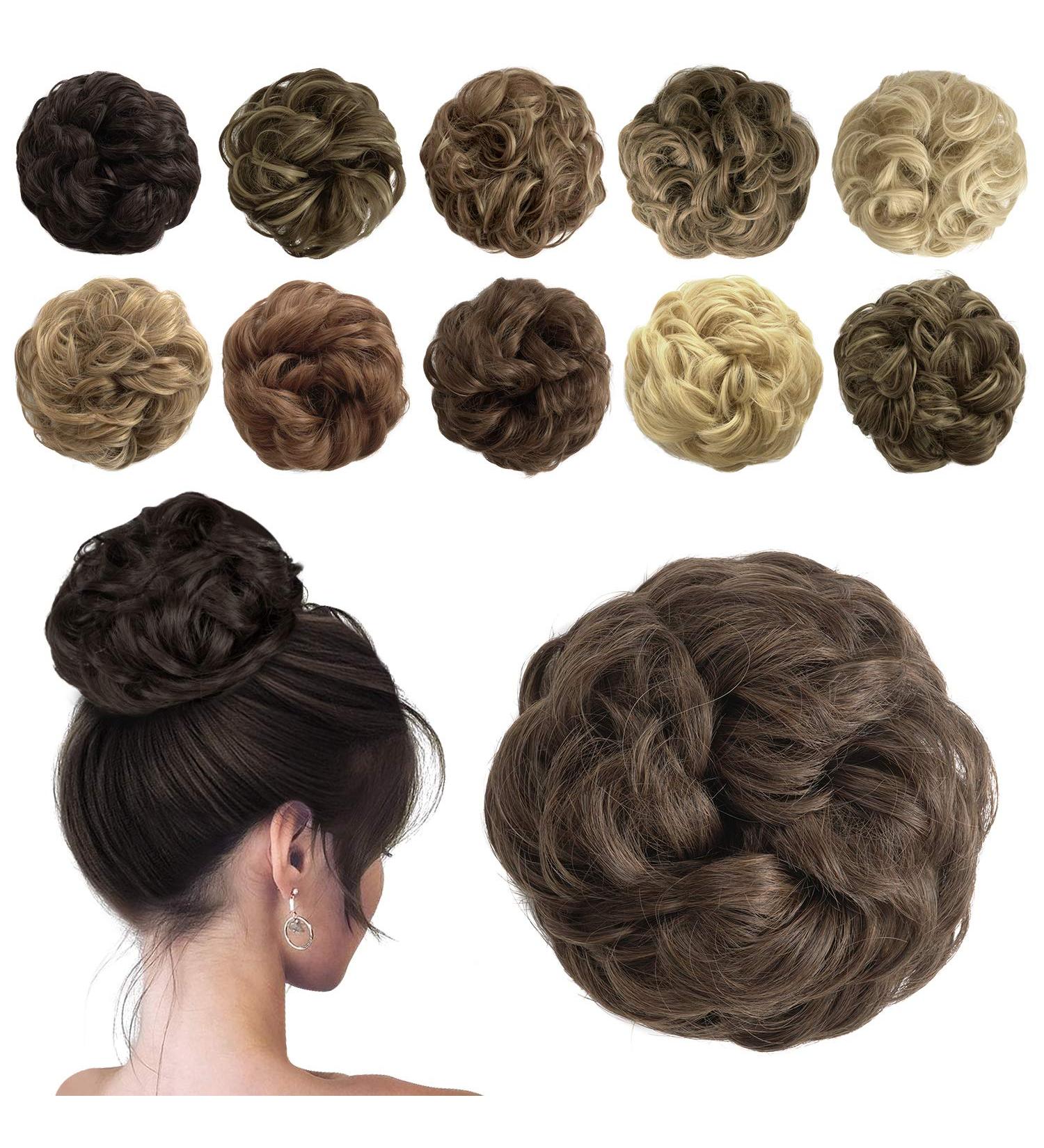 Shop Sofeiyan Hair Part Tendrils & Updos - Wavy Messy Chignon Hair Extensions for Women in Medium Brown & Light Chestnut Brown (40g) - Buy Online on GoSupps.com