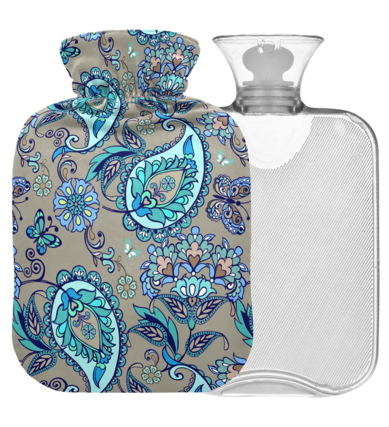 Shop Naanle Paisley Flower Ethno Heat Bottle - Transparent 1L Hot Water Bottle for Bed & Pain Relief | Ideal for Hands & Feet | Heat & Cold Therapy - Buy Online on GoSupps.com
