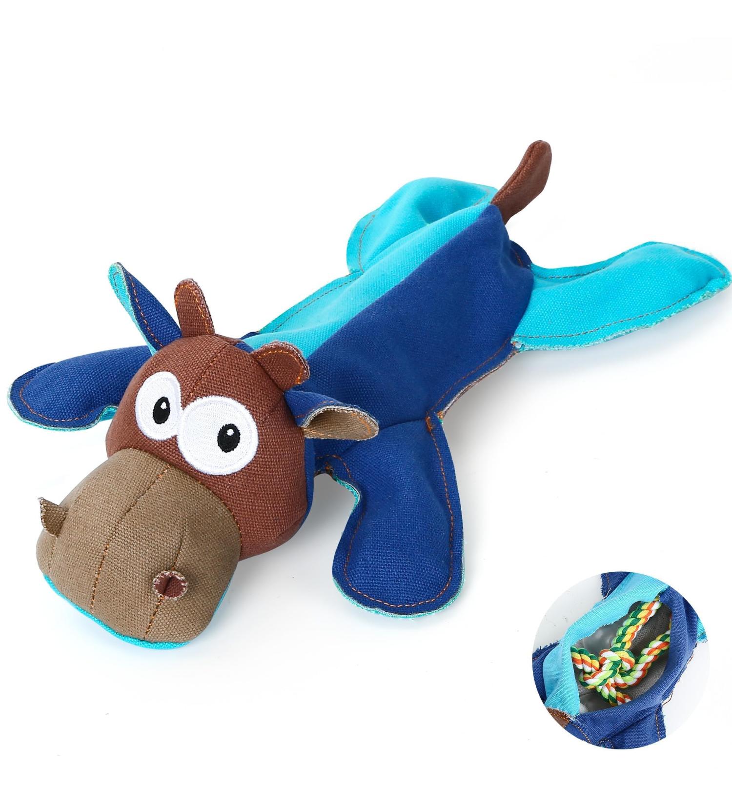 Iokheira Dog Toys - Squeaky Tug Toys for Large Medium & Small Dogs - Wrinkle Paper Stuffed Playtime Fun in Blue & Brown - Buy Online on GoSupps.com