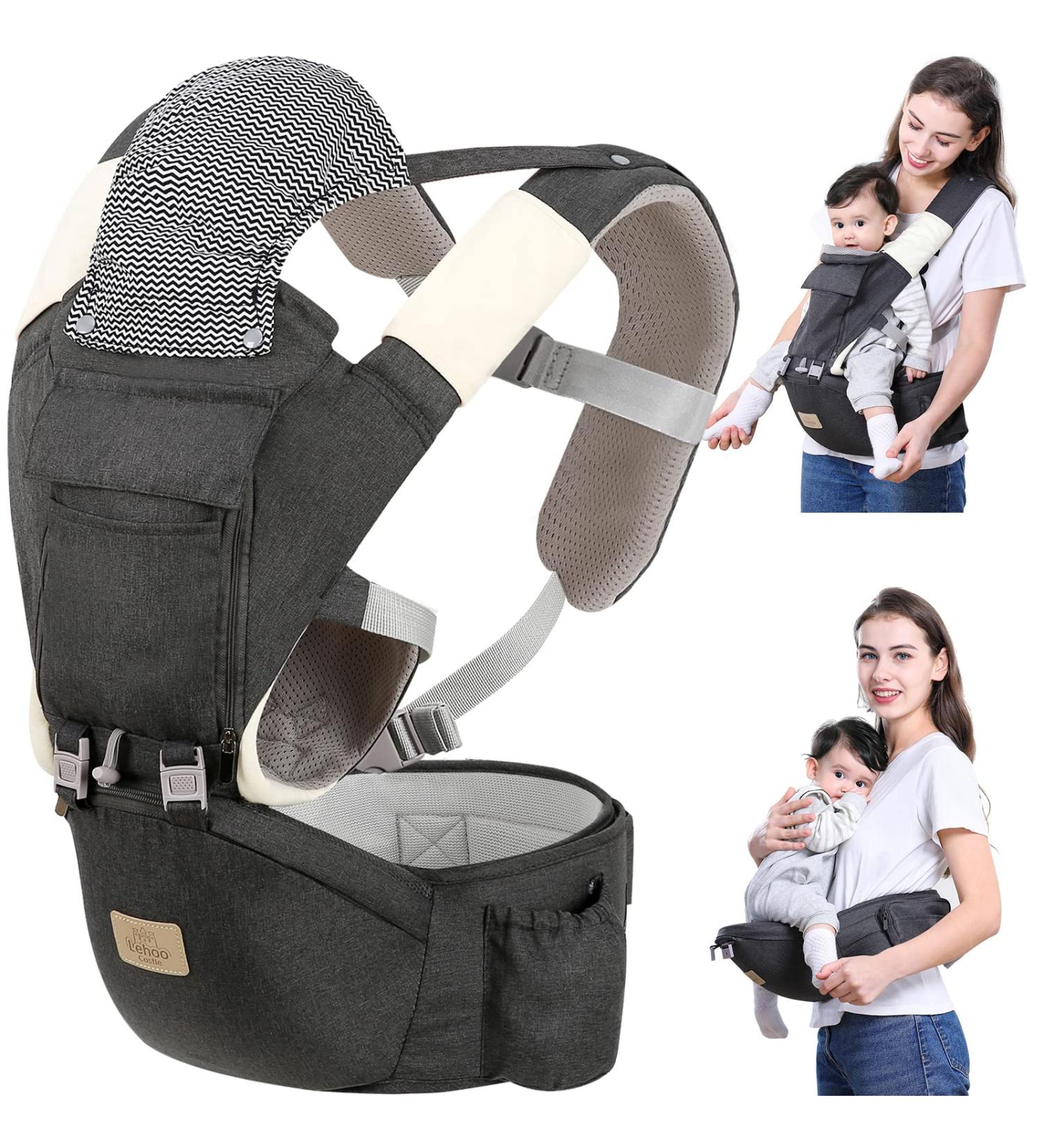Lehoo Castle 6-in-1 Baby Carrier with Hip Seat - Newborn to Toddler, All Seasons, Grey - Buy Online on GoSupps.com