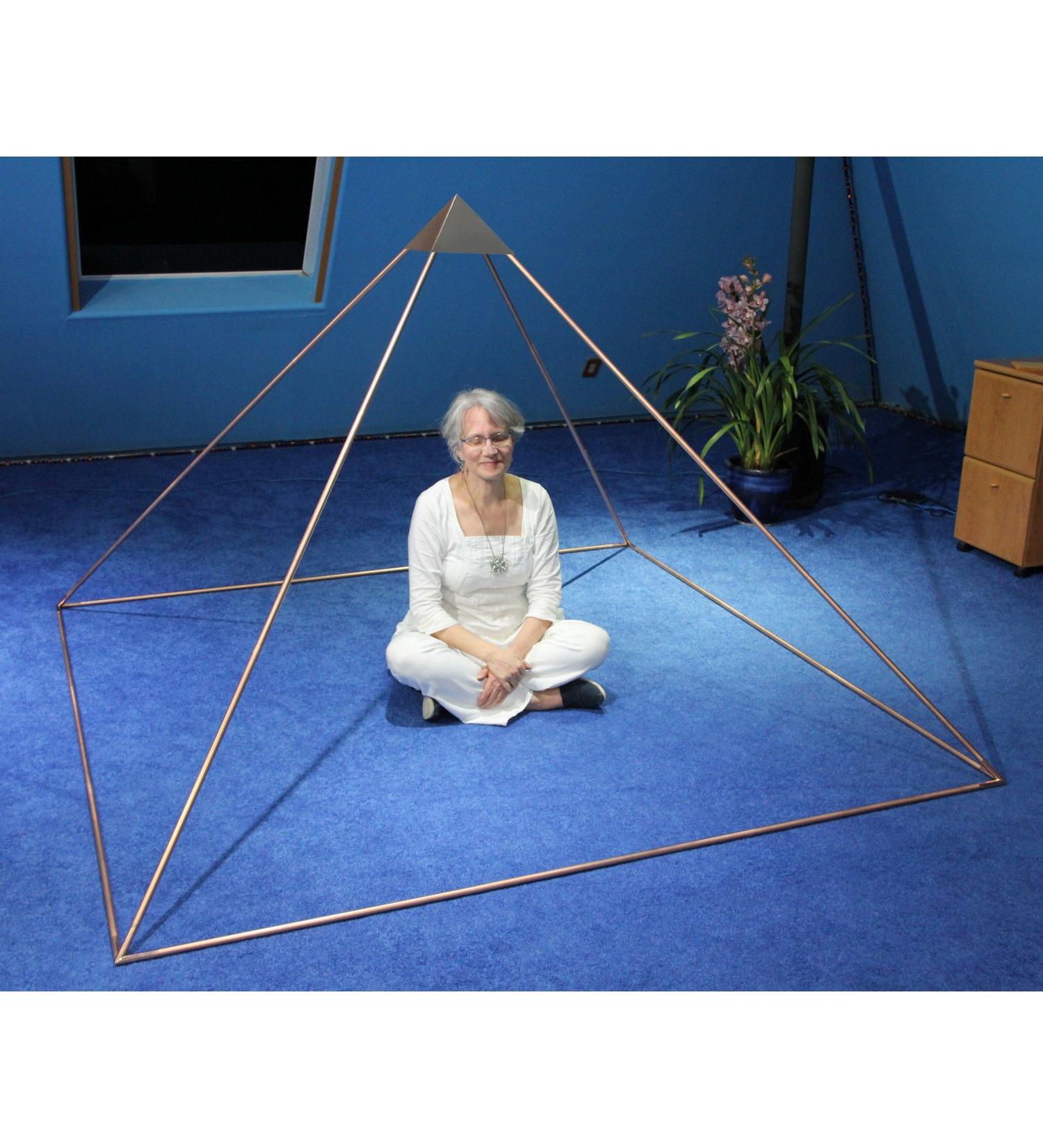 6ft Square Buddha Maitreya the Christ 51 Degree Copper Meditation Pyramid System for Healing - With Polished Copper Connectors Polished Copper Apex & Base Poles and 10 Inch Capstone