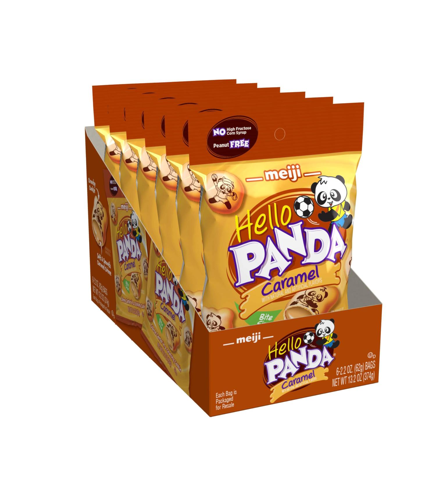 Meiji Hello Panda Cookies caramel cr me garnie 62 4 g lot de 6 Biscuits de la taille d'une bouch e avec des sports de panda amusants - Buy Online on GoSupps.com