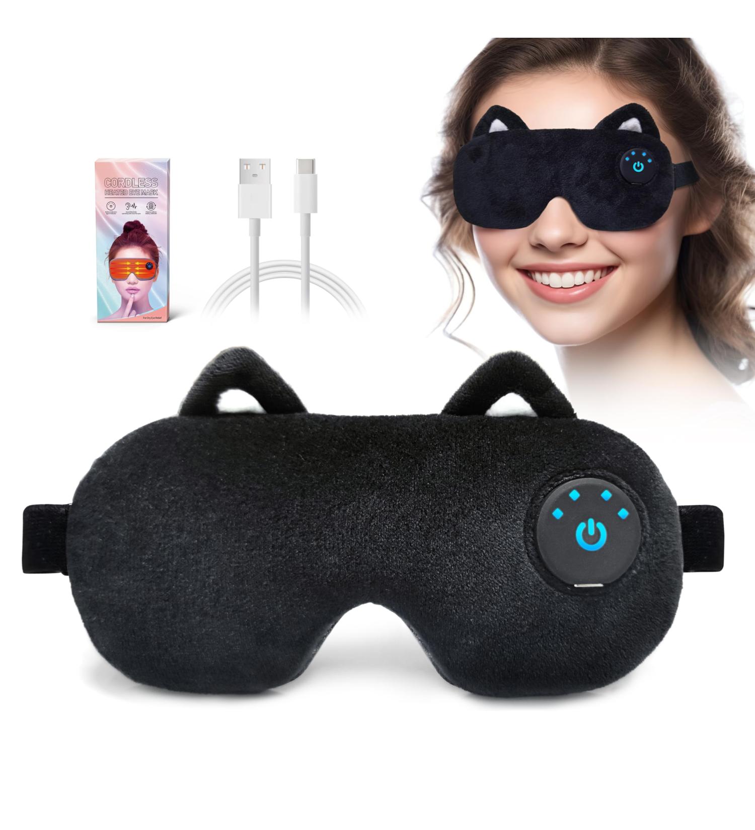 Buy Cordless Heated Eye Mask for Women | USB Rechargeable Sleep Eye Pad - Warm Compress for Dry Eyes & Stye Relief | Portable Electric Gift (Black - Buy Online on GoSupps.com