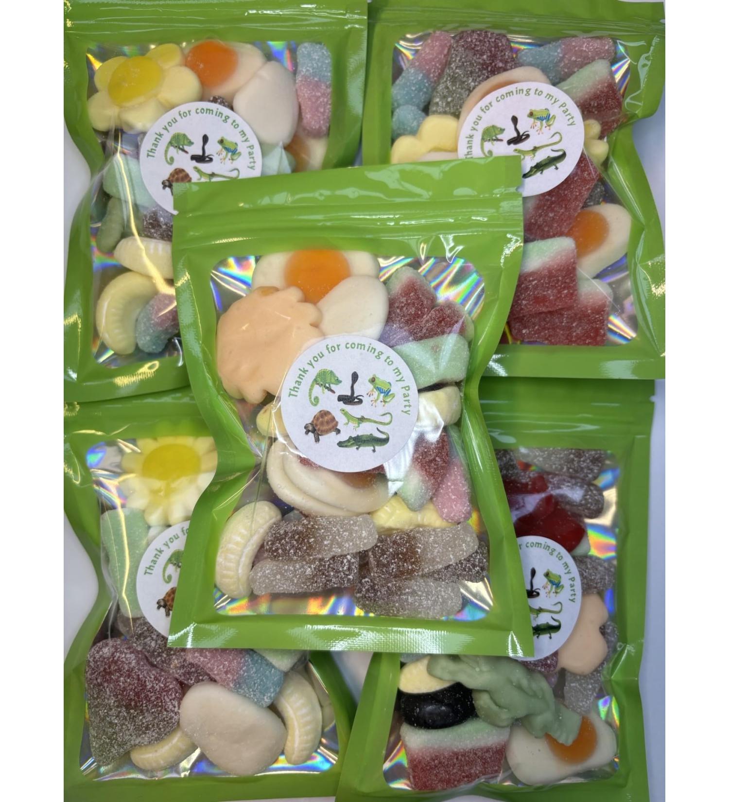 Green Reptiles Birthday Gummy Jelly Sweet Pouch Party Bag Kids Pick n Mix x 1 approx 100g - Buy Online on GoSupps.com