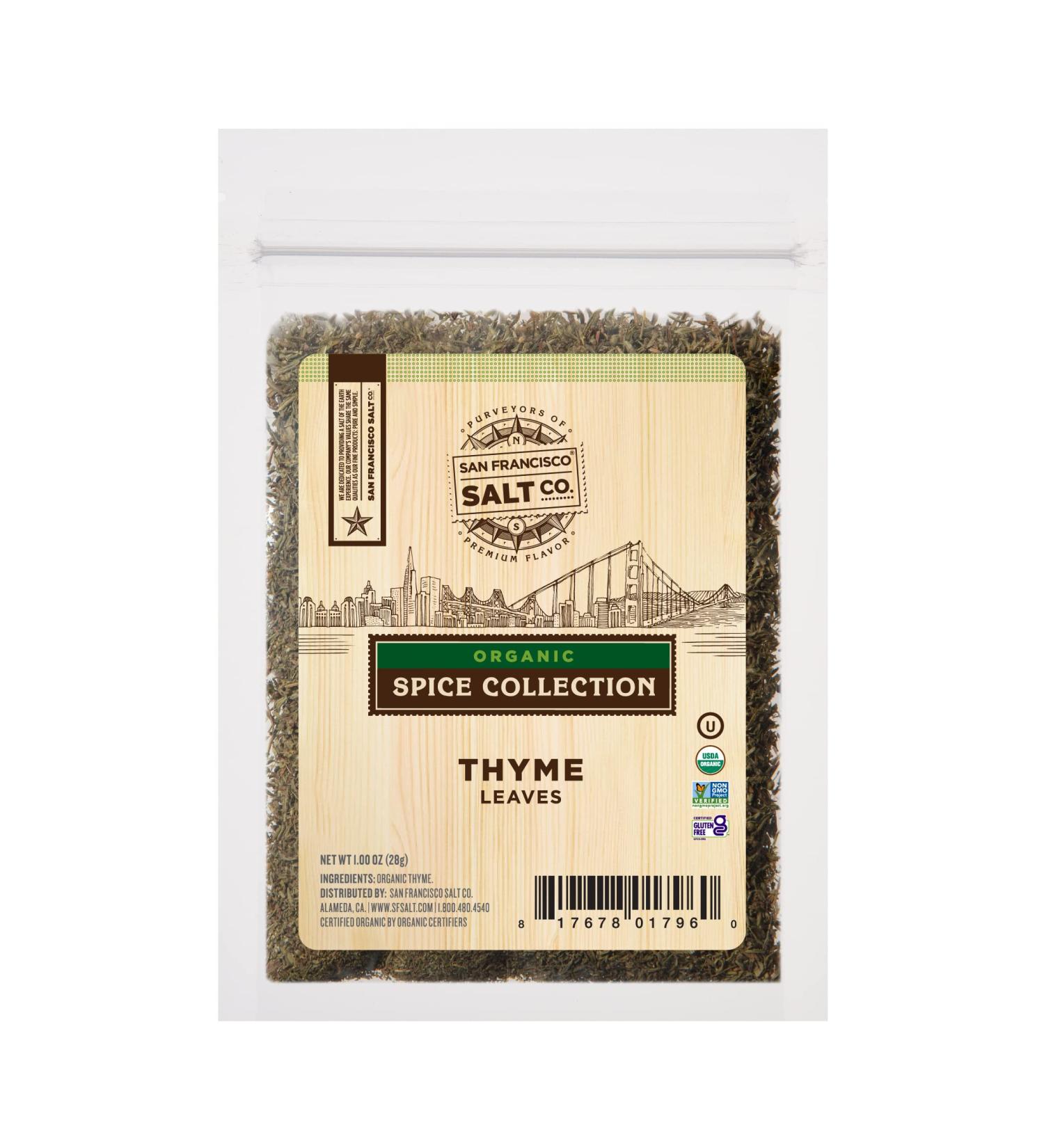 Organic Thyme Leaves 1 oz Pouch - San Francisco Salt Company Organic Spice Collection - Buy Online on GoSupps.com
