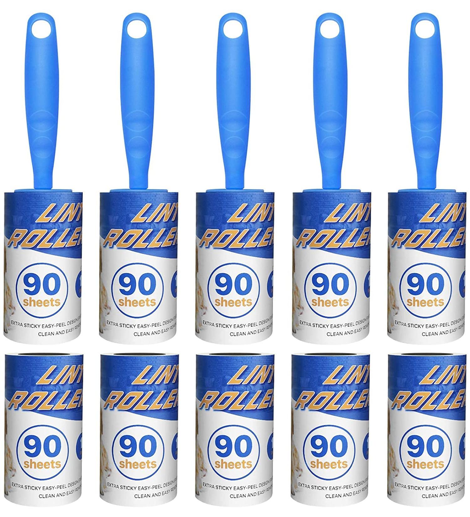 Pet Hair Lint Roller Set - 900 Extra Sticky Sheets, 5 Handles, 10 Refills - Portable Travel Size for Clothes, Furniture, Dog & Cat Hair Removal - Buy Online on GoSupps.com