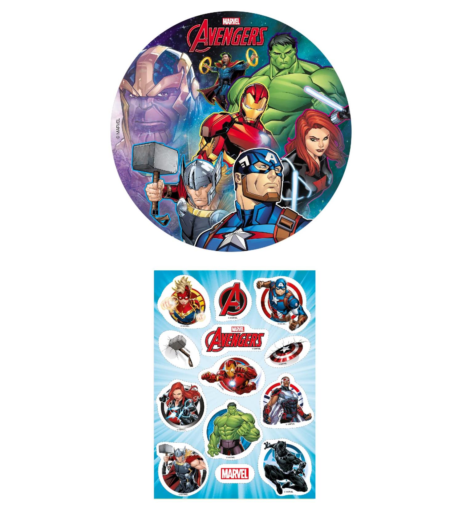 Avengers Edible Cake Toppers Set - 2 Packs + Mini Decorations for Children's Birthday Parties - Buy Online on GoSupps.com