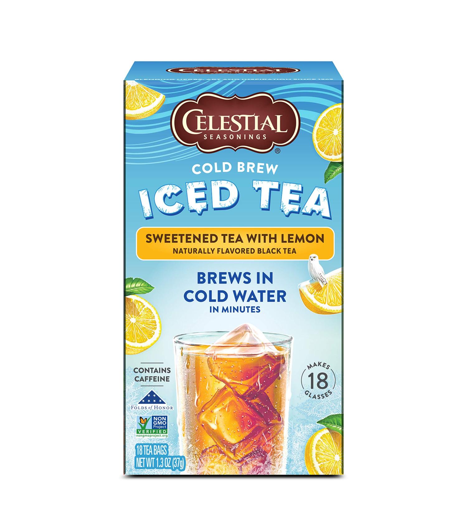 Celestial Seasonings Cold Brew Iced Tea with Lemon - Sweetened Tea Bags (18 Count, 1.3 oz) - Buy Online on GoSupps.com