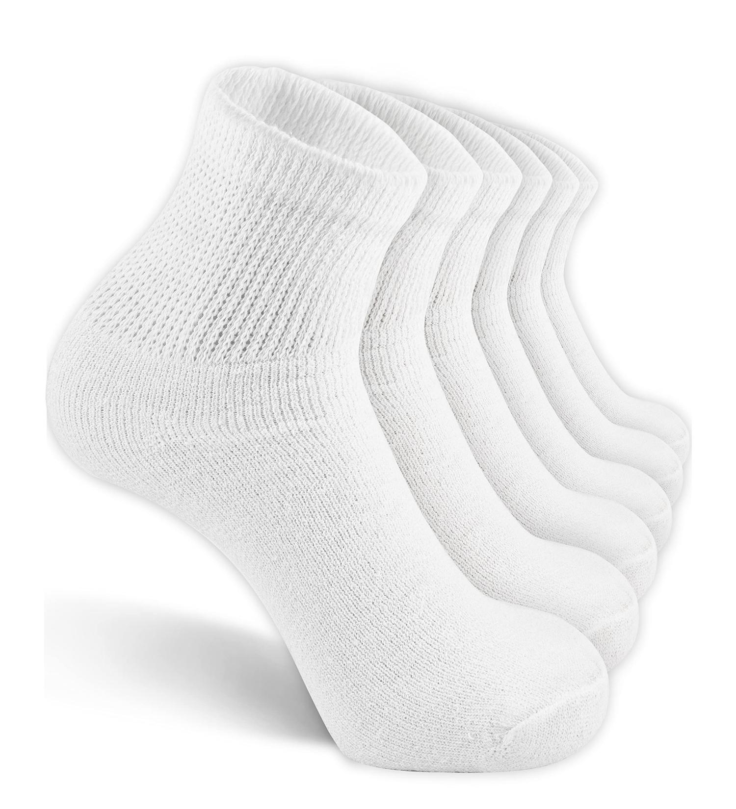 NevEND Diabetic Cotton Ankle Socks - 6 Pairs White - Physicians Approved for Health Circulation - Men's Women's Size 13-15 - Buy Online on GoSupps.com