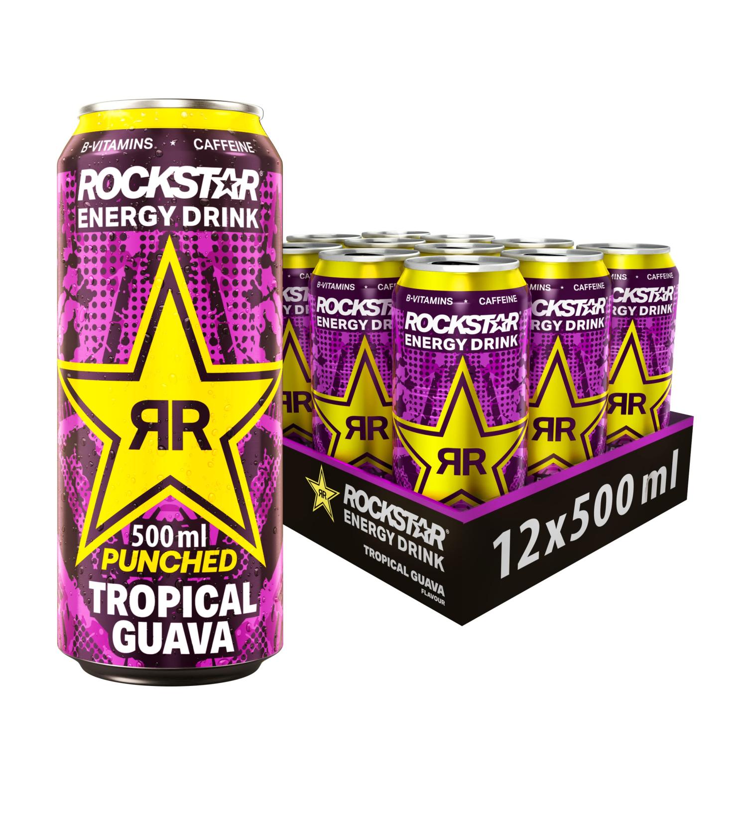 Rockstar Rockstar Guava Caffeinated Energy Drink 12 x 500ml cans 6 litres total