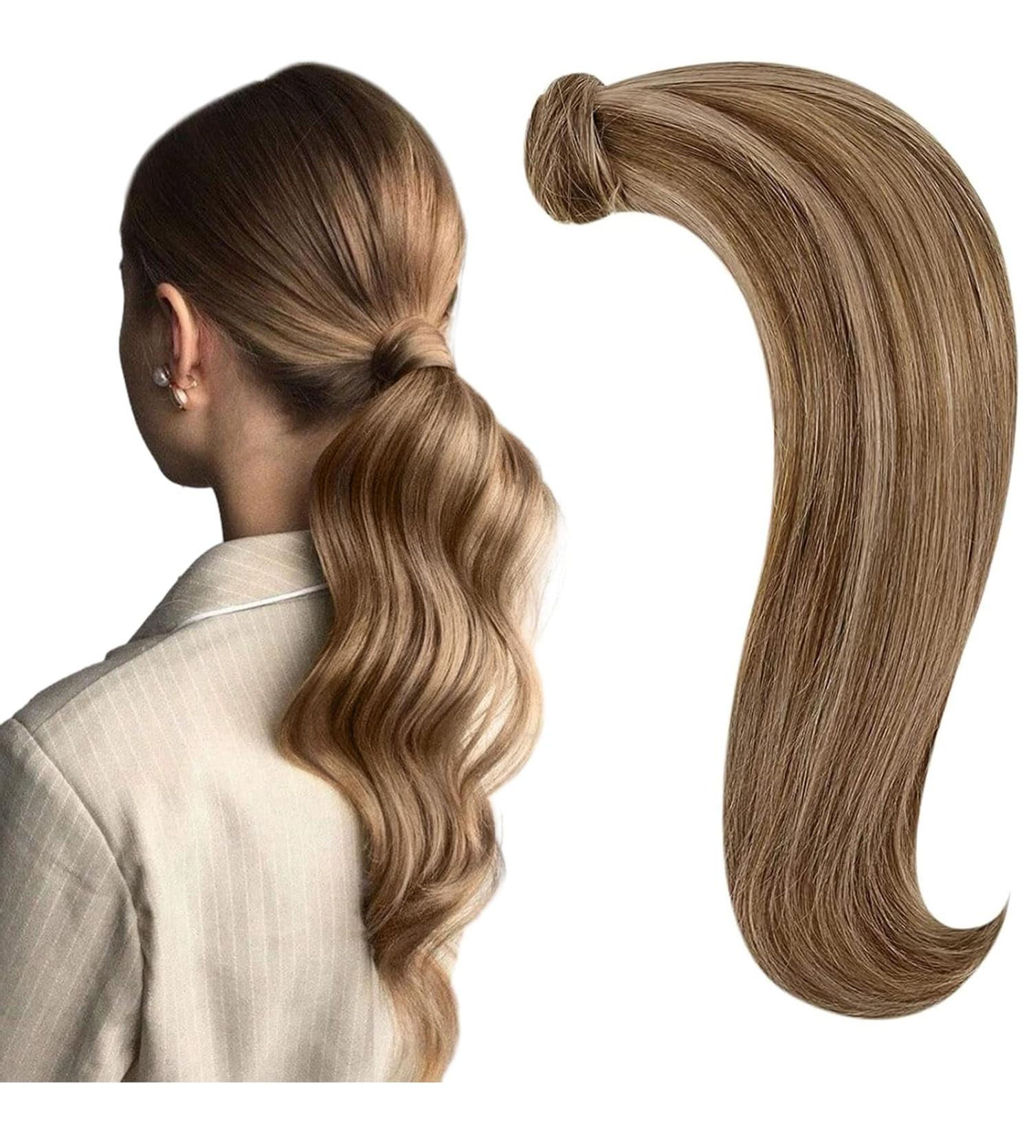 Runature 45cm Real Hair Braid Extensions - Blonde Highlight Ponytail 80g Human Hair #10P16 - Buy Online on GoSupps.com