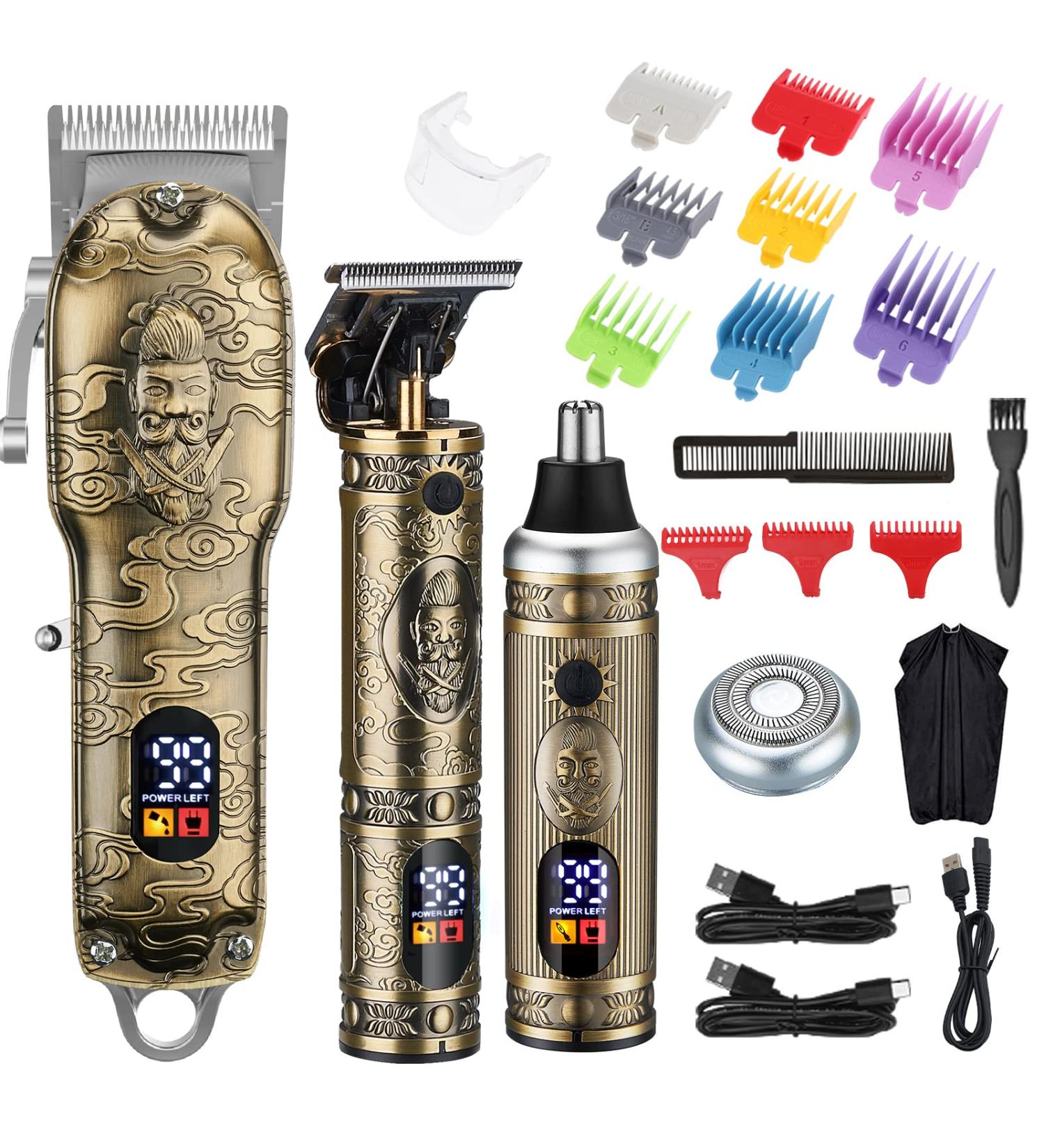 Lanumi Men's Cordless Hair Clippers Set - Professional T-Blade Trimmer for Hair, Beard, and Nose, USB Rechargeable Grooming Kit with LED Display - Buy Online on GoSupps.com