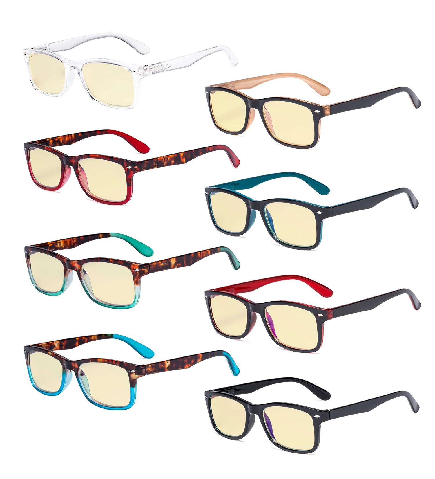 Eyekepper 8 Pack Blue Light Blocking Reading Glasses - Vintage Computer Readers with Yellow Tint +2.50 Strength - Block Harmful Blue Light - 8 Pairs - Buy Online on GoSupps.com