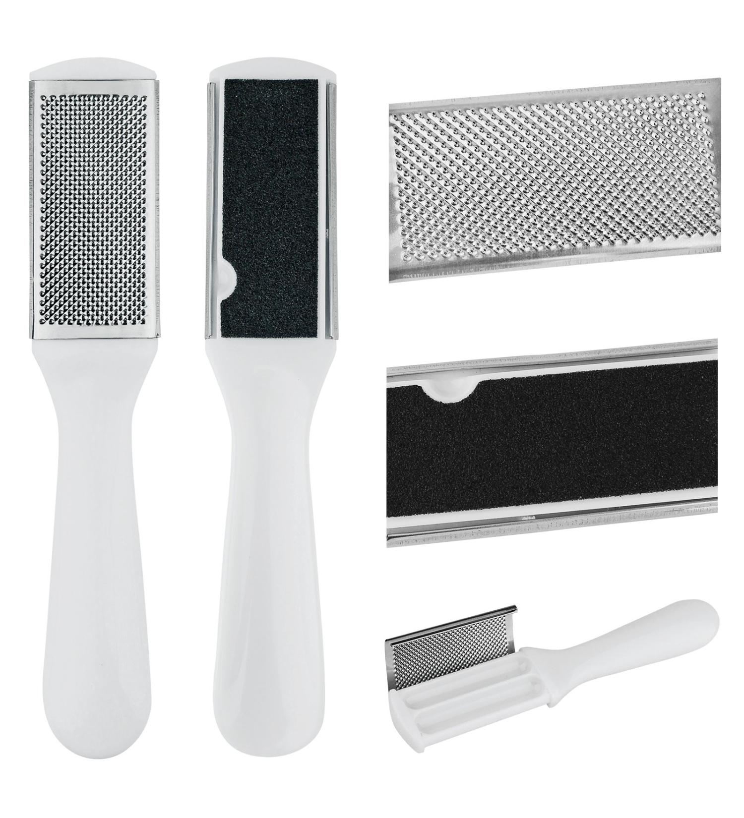 AMOS Callus Rasp Foot File Callus Remover for Hard Skin Double Sided Pedicure Tool Kit with Easy Grip Ergonomic Handle Built-In Waste Compartment| Foot Care