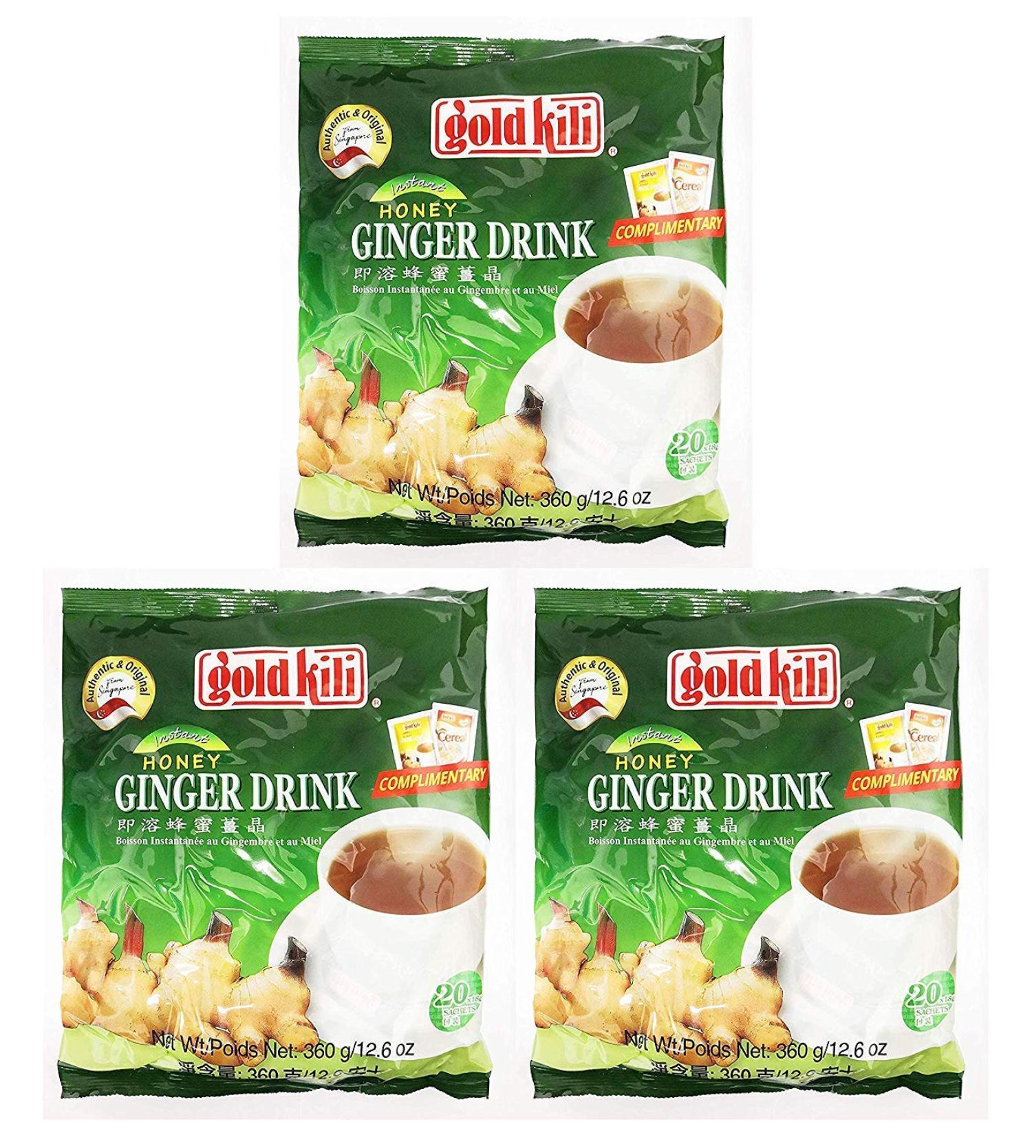 3 X Chinese Instant Honey Ginger drink Ginger tea Gold Kili (20 Sachets)