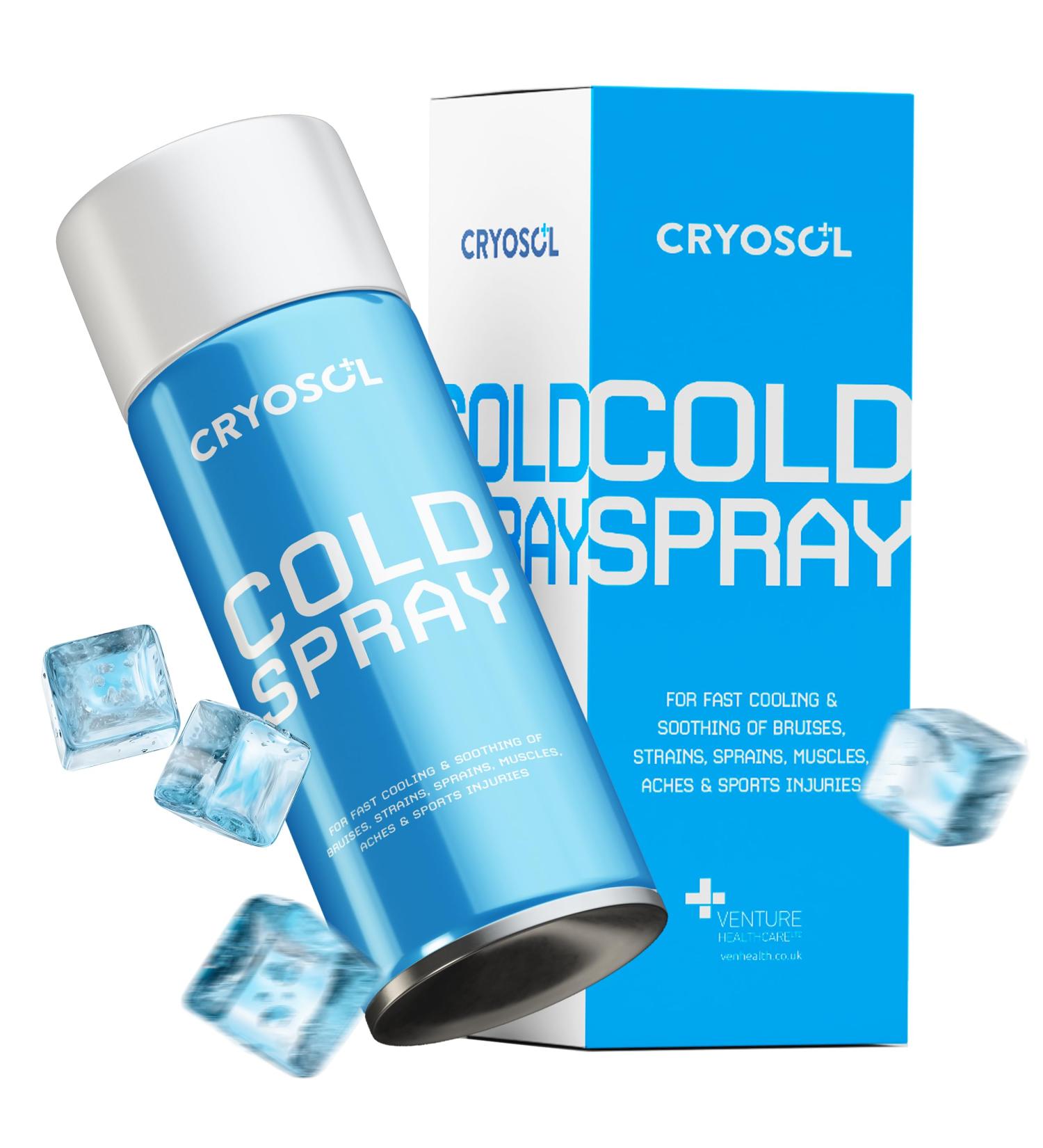 CRYOSOL Freeze Spray for Rapid Relief Anywhere - Pain Relief Spray for Sprains, Strains, Bruises, Aches and Sports Injuries - Cryotherapy for Instant Cooling Relief - 200ml / 6.76 fl oz - Buy Online on GoSupps.com