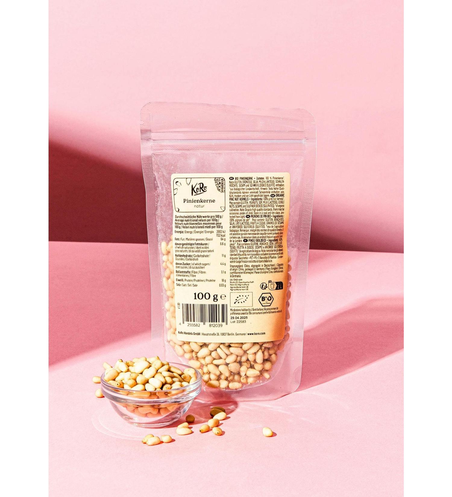 KoRo - Organic pine nuts 100 g - Crunchy and aromatic - No preservatives - From organic farming - Buy Online on GoSupps.com