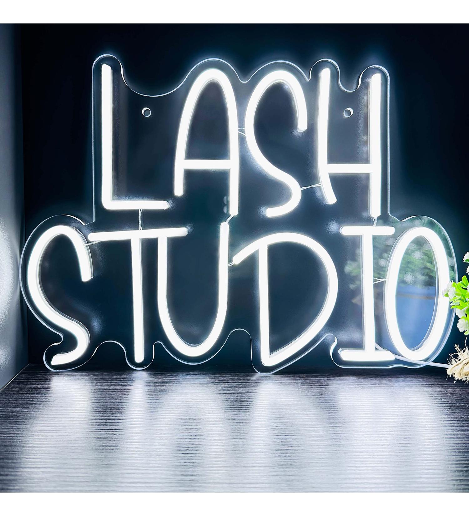 Lash Studio Neon Sign - LED Light for Salon & Beauty Studio Decor (White) - Buy Online on GoSupps.com